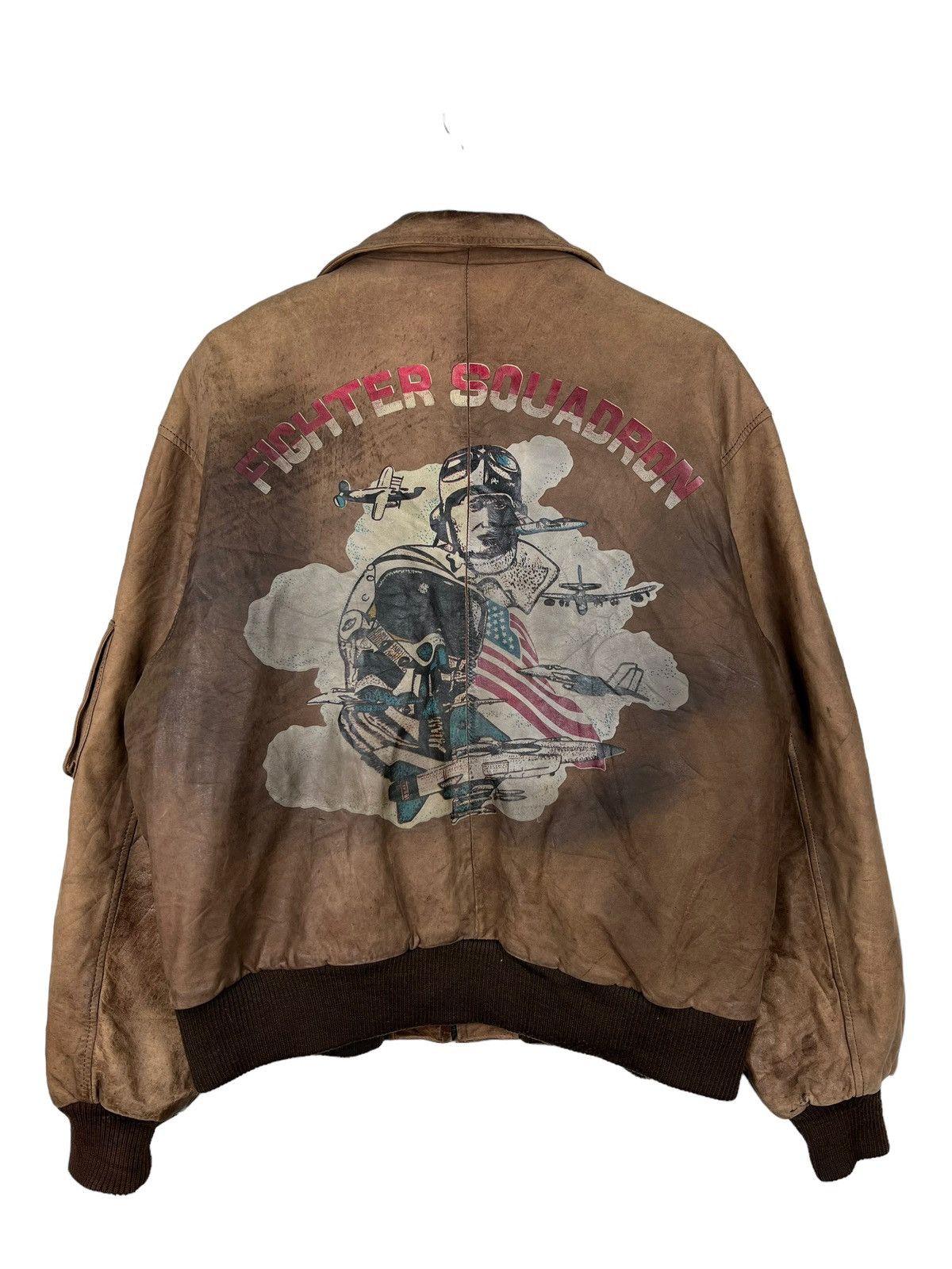 Vintage 🔥 RARE VINTAGE A-2 FIGHTER SQUADRON LEATHER JACKET Size US L / EU 52-54 / 3 - 2 Thumbnail