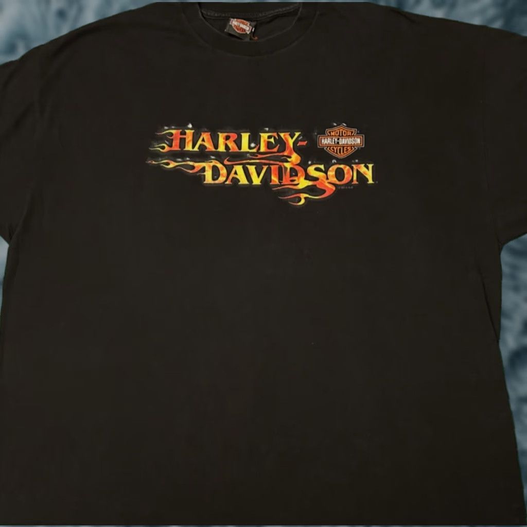 Harley Davidson VINTAGE Harley-Davidson T-Shirt Men 3XL Black Flames 90s Biker Y2K Orlando Florida 2014 Shirt Mens Size US XXL / EU 58 / 5 - 1 Thumbnail