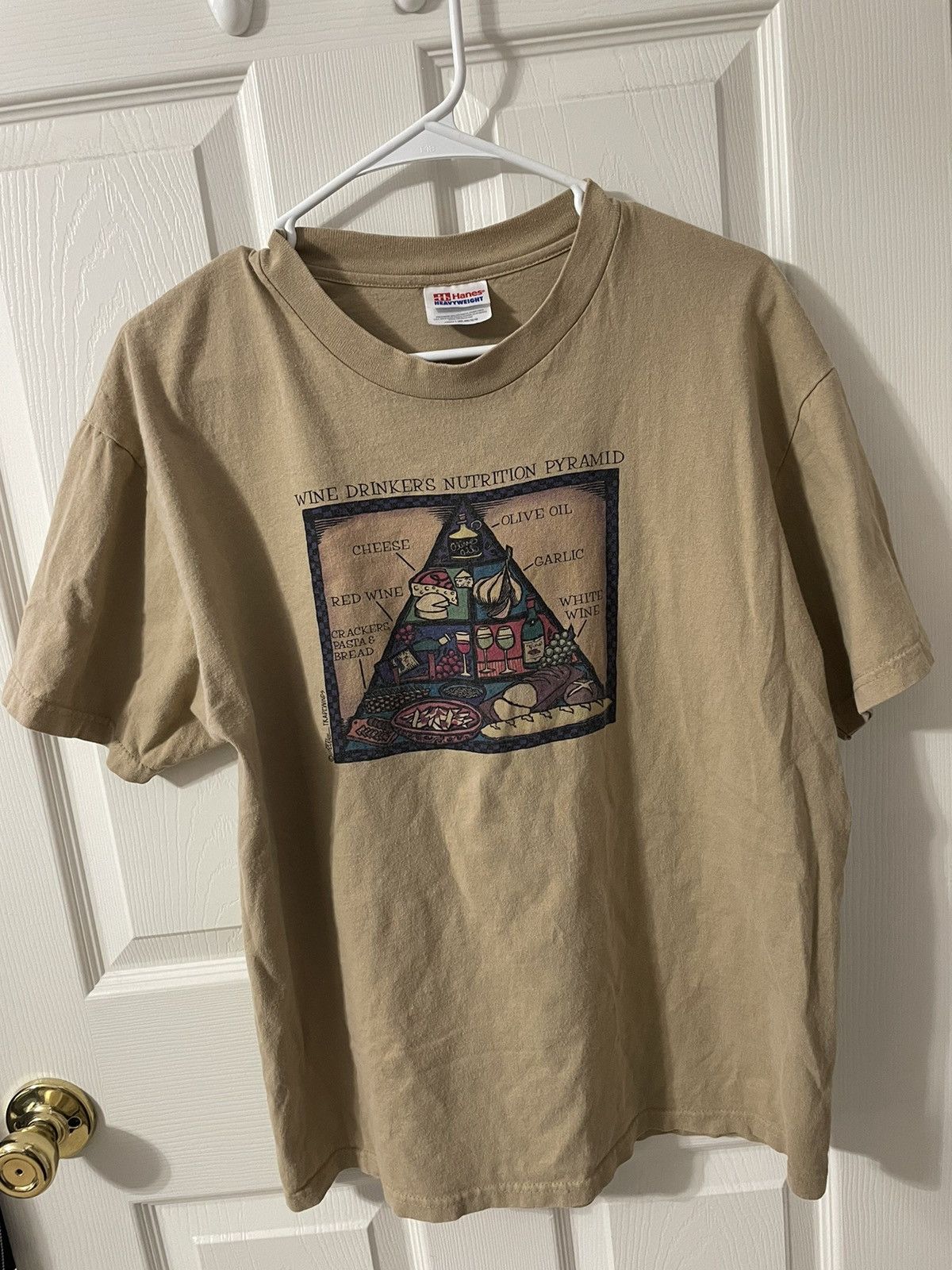 Other × Vintage Vintage “Wine Drinkers Nutrition Pyramid” Camel Tee Size US L / EU 52-54 / 3 - 1 Thumbnail