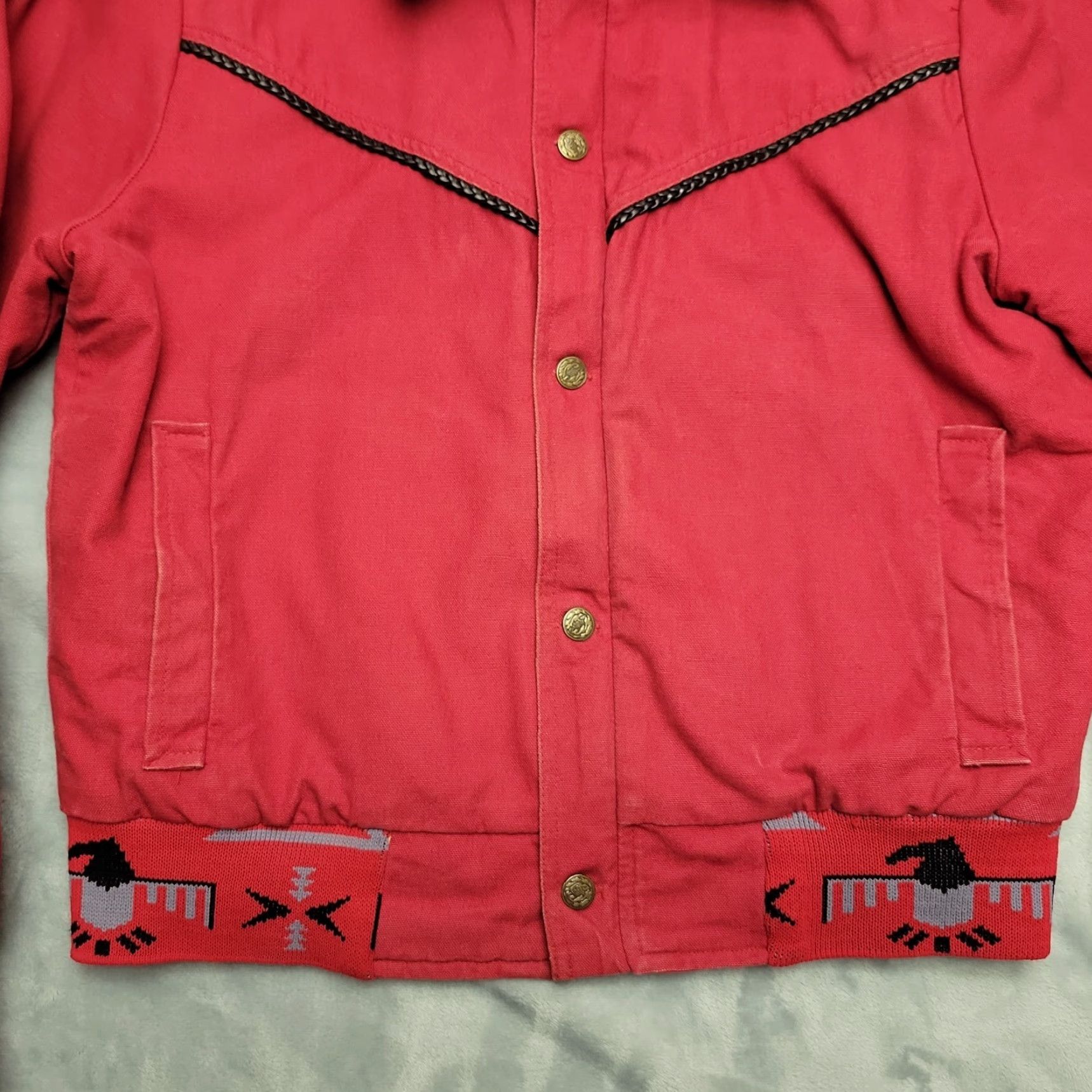 Vintage VINTAGE Miller Jacket Men M Red Lined Aztec Leather Trim Western Ranch Trucker USA Size US M / EU 48-50 / 2 - 2 Thumbnail