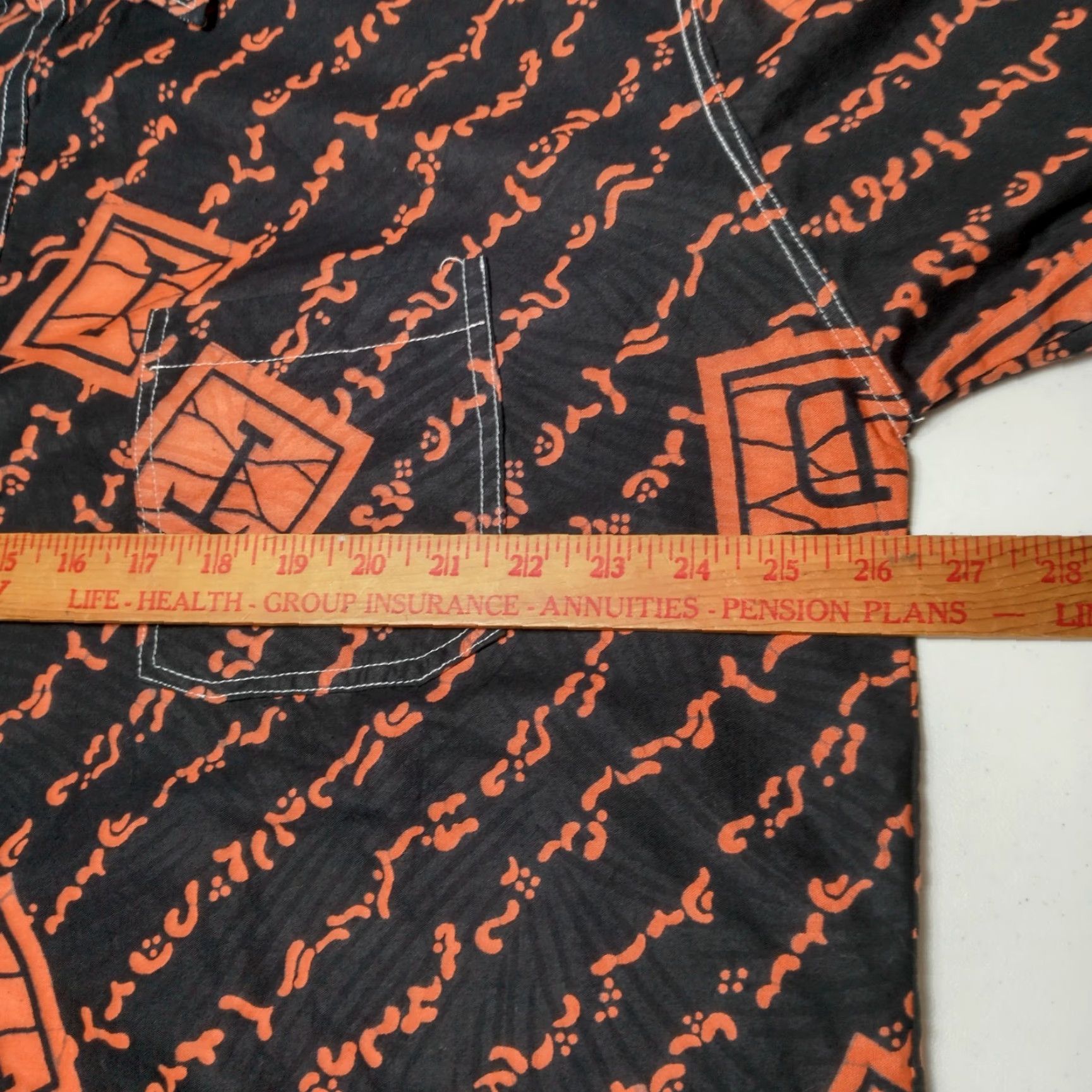 MadeMe Homemade African Tribal Print Shirt Men XL Black Orange Long Sleeve Snap Collar Shirts Button-Up Size US XL / EU 56 / 4 - 6 Thumbnail