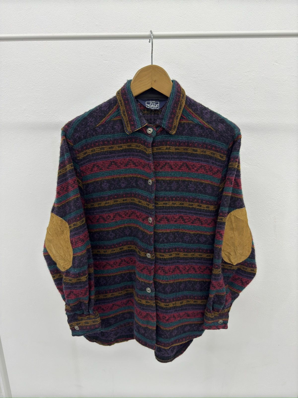 Woolrich Woolen Mills Vintage 70s - 80s WOOLRICH Knitted Wool Double Elbow Leather Size S / US 4 / IT 40 - 2 Thumbnail