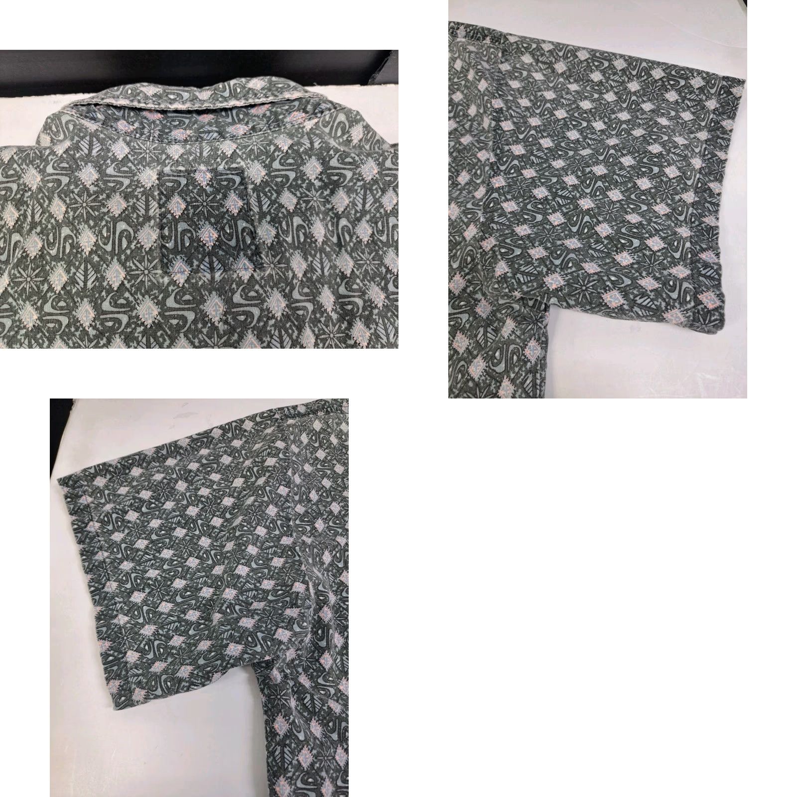 Quiksilver Quicksilver Shirt Mens Short Sleeve Button-Up Grey Print Large L Collared Pocket Beach Vintage: No Size US L / EU 52-54 / 3 - 8 Thumbnail