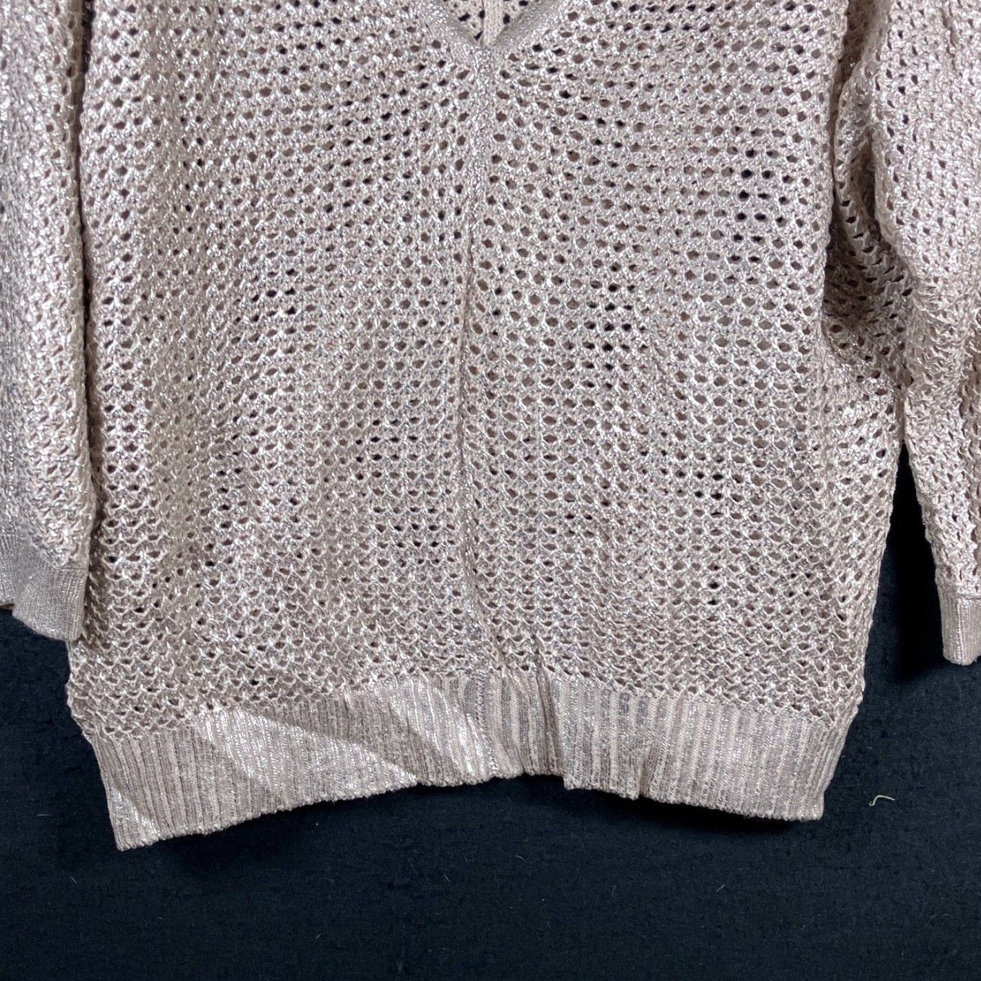 Vintage Chicos Womens Sweater Brown V-Neck Open Knit Pullover Long Sleeve L Regular Knit Pullover Size L / US 10 / IT 46 - 3 Thumbnail
