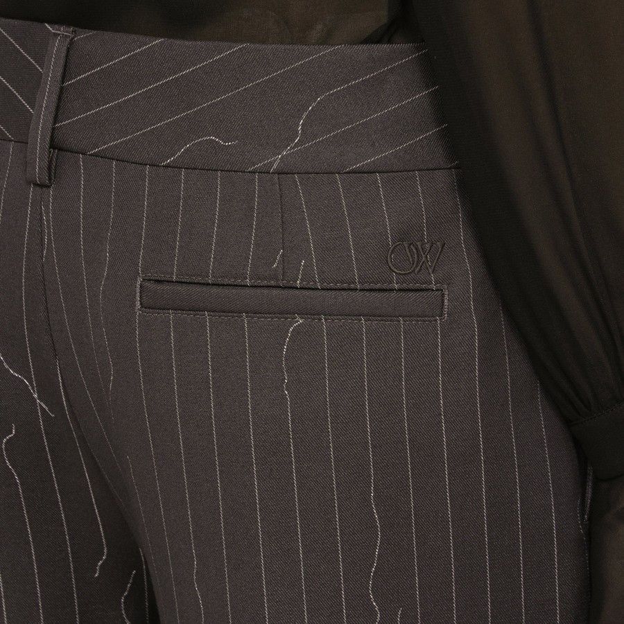 Off-White o1d2blof0924 Wool-Blend Palazzo Trousers in Grey Size 28" / US 6 / IT 42 - 5 Thumbnail
