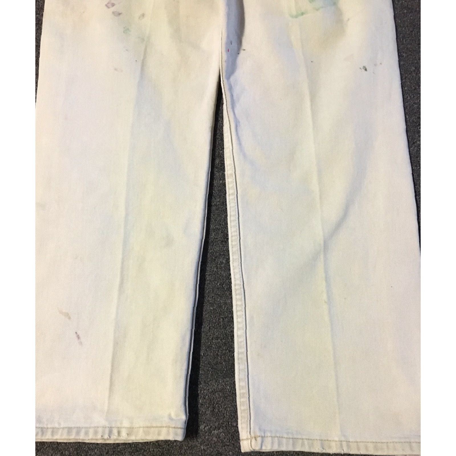 Wrangler VINTAGE Wrangler Jeans 90s Distressed Painted Pocket Straight 33/31 Men Beige Denim USA Punk Grunge 80s 70s Rock Western Motorcyclist Style Size US 33 - 4 Thumbnail