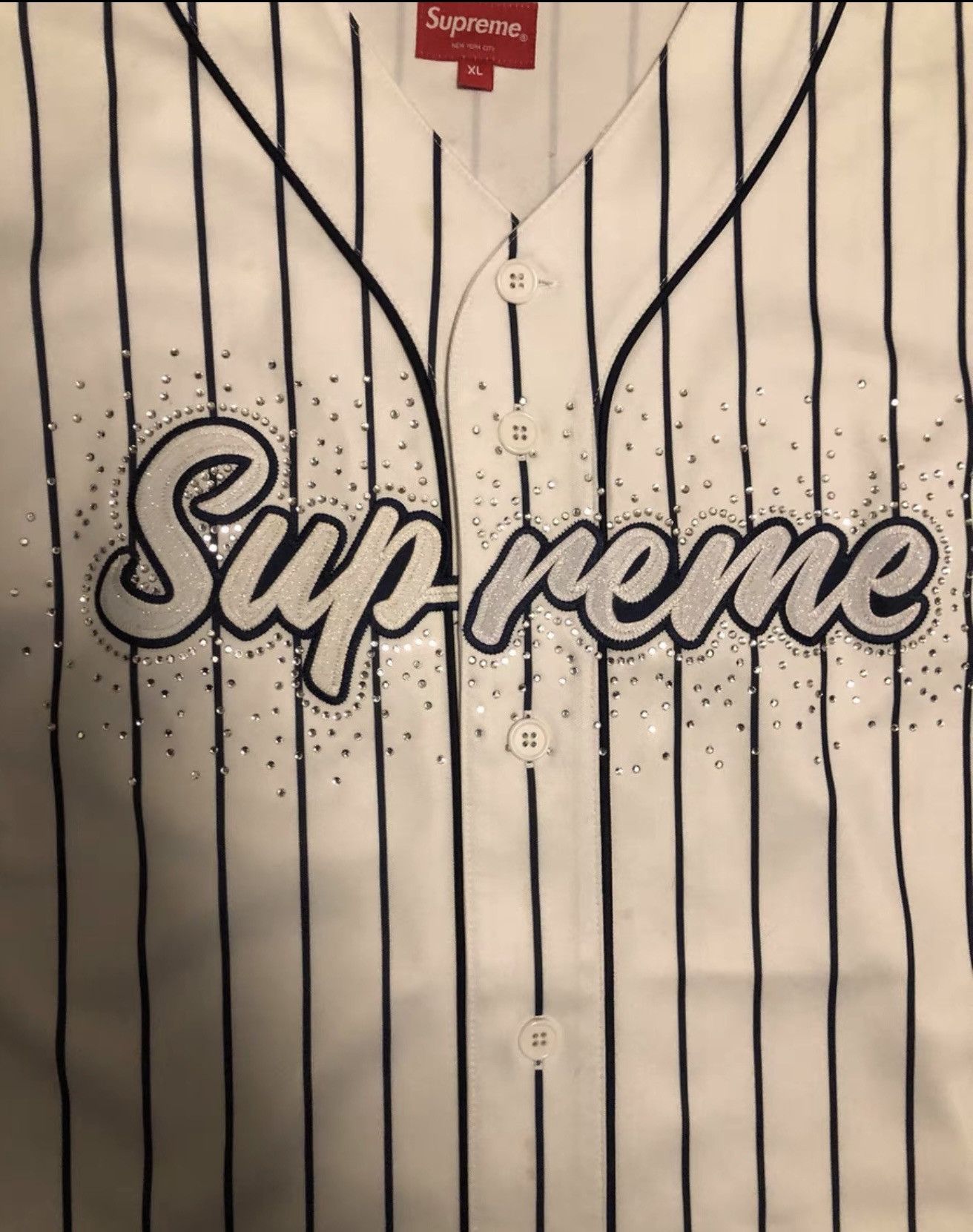Supreme Supreme rhinestone baseball jacket shirt Size US XL / EU 56 / 4 - 4 Thumbnail