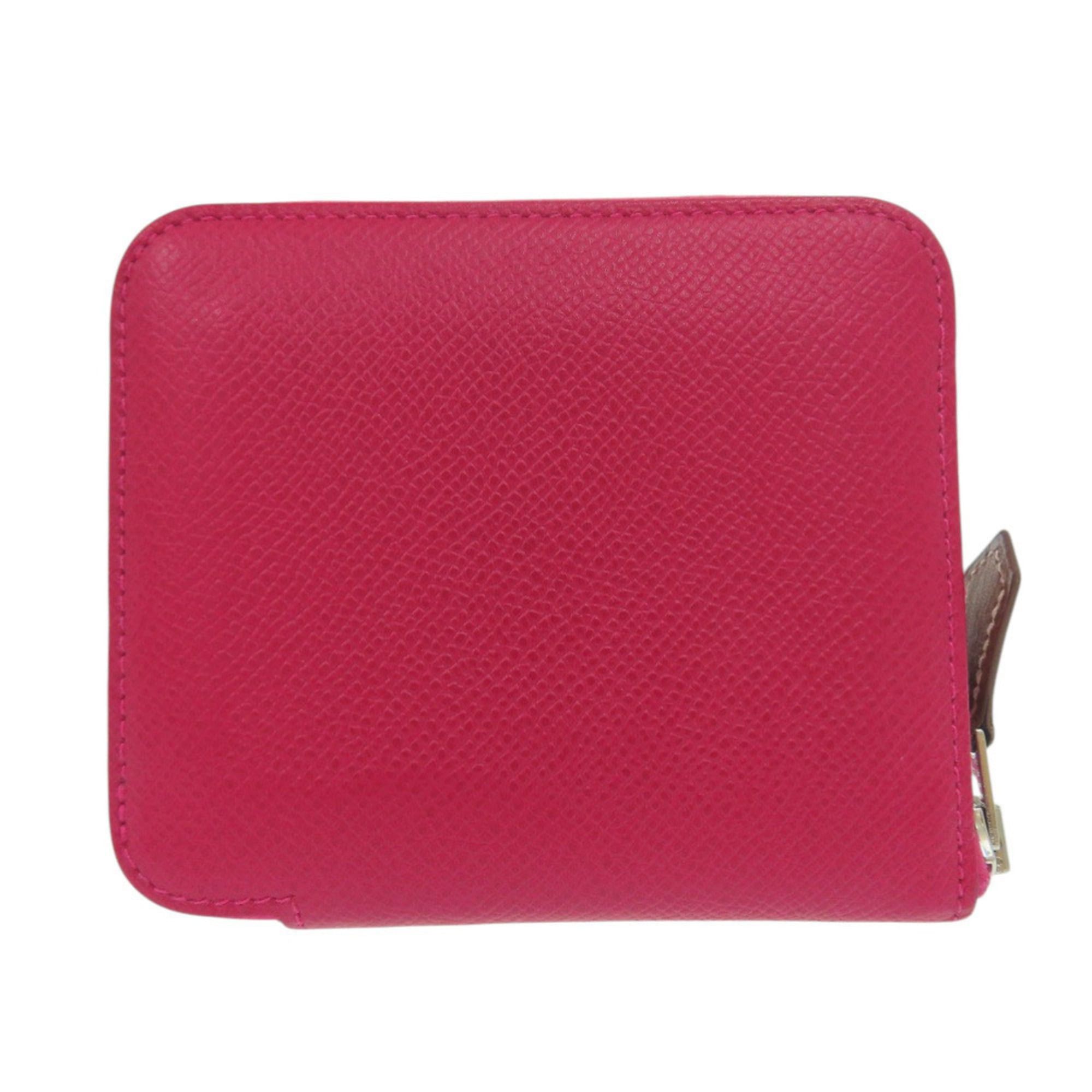 Hermes Excellent condition Hermes Azap Silk-In Compact, Z stamp (2021 production), silver hardware, Barenia Epsom leather, Framboise, Nata pink, and cream. Wallet/coin case. 0309HERMES Size ONE SIZE - 1 Thumbnail