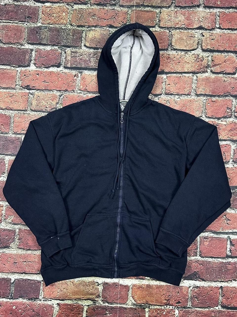 Other Vintage Navy Blank Zip Up Hoodie Thermal Lined Sweatshirt Size US XL / EU 56 / 4 - 1 Thumbnail