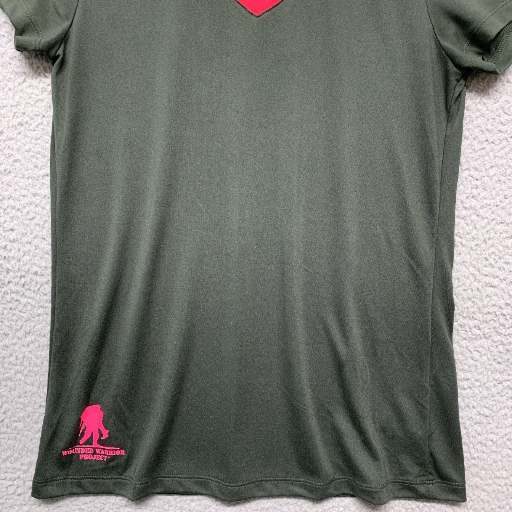 Vintage Heat Gear Womens Top Short Sleeve Gray Pink XS Loose Fit Wounded Warrior Project Logo Size XS / US 0-2 / IT 36-38 - 3 Thumbnail