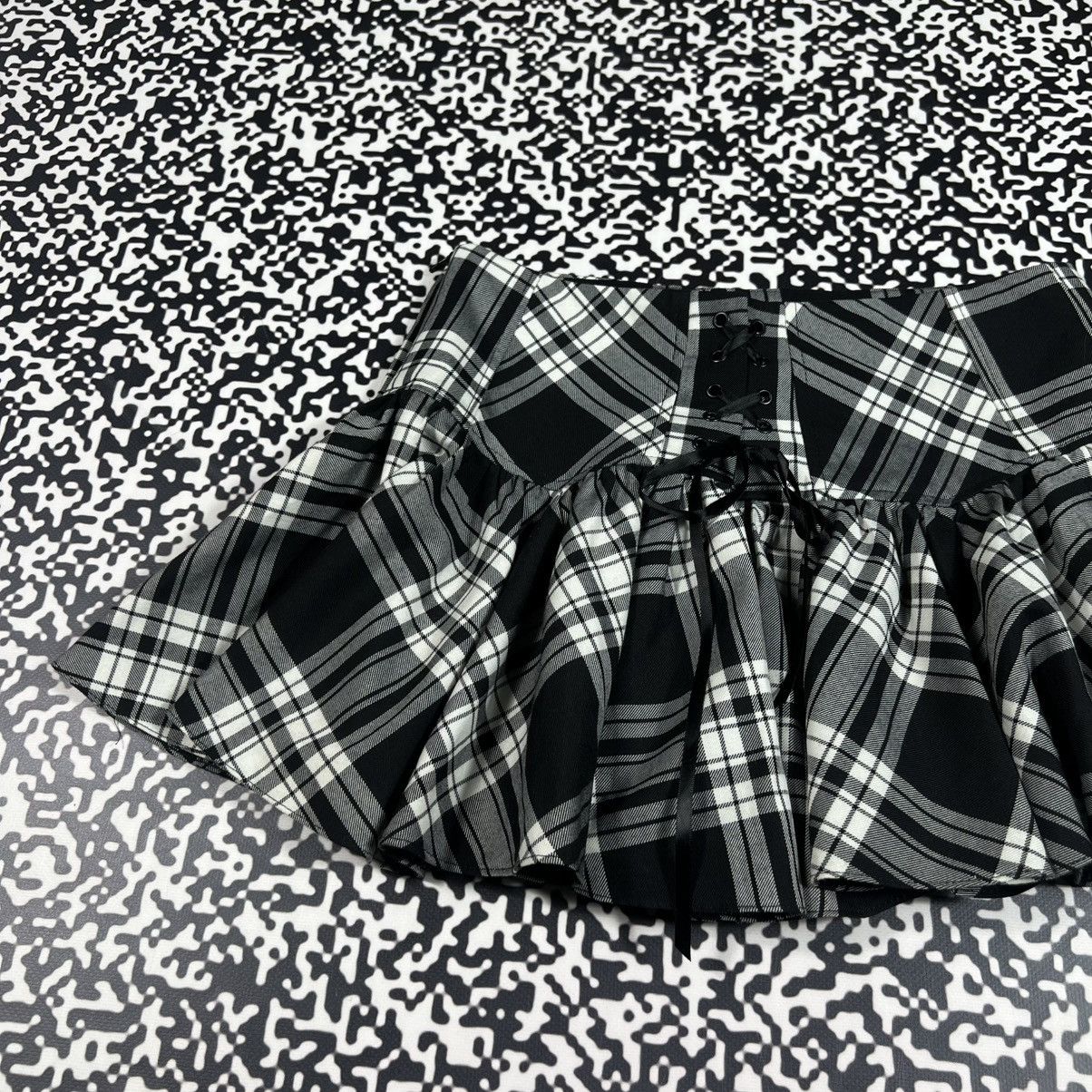 Japanese Brand Vintage Y2K Flared Sexy Checked Retro 90s Style Mini Skirt Size 27" / US 4 / IT 40 - 11 Thumbnail