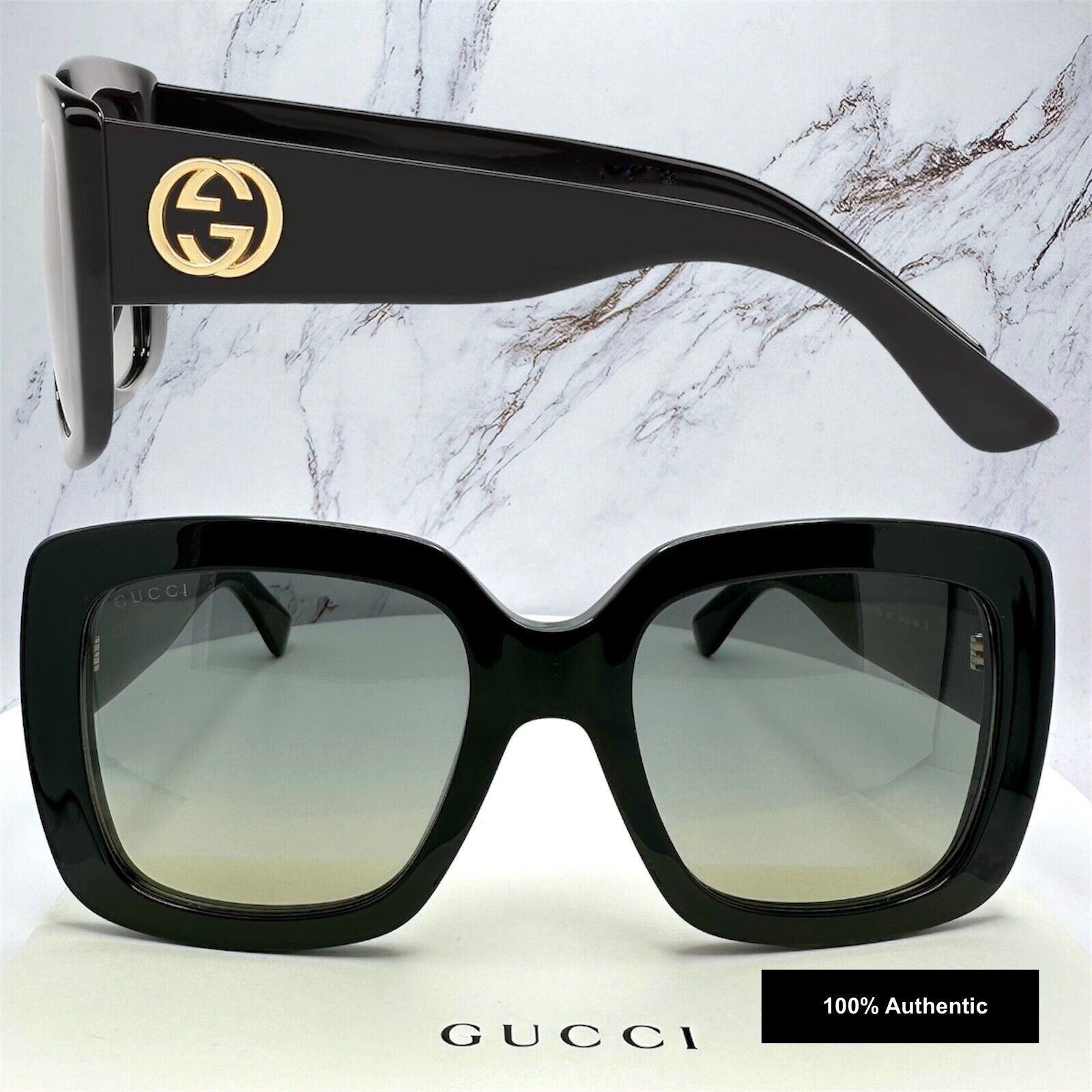Gucci New Gucci Sunglasses New Black Gold GG Metal Logo Authentic Size ONE SIZE - 7 Thumbnail