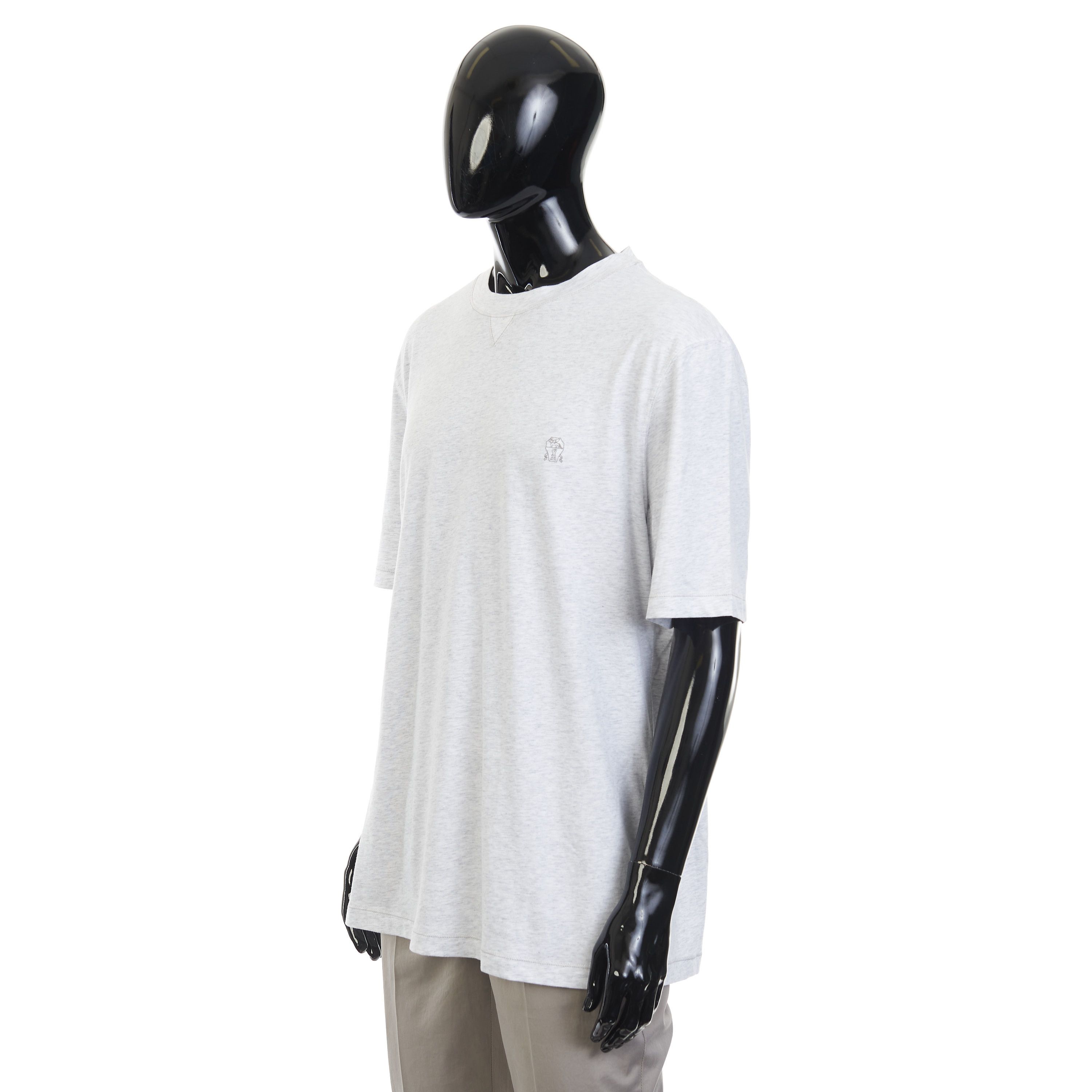Brunello Cucinelli Gray Cotton Jersey Crew Neck Tshirt With Logo Size 3XL Size US XXL / EU 58 / 5 - 2 Thumbnail