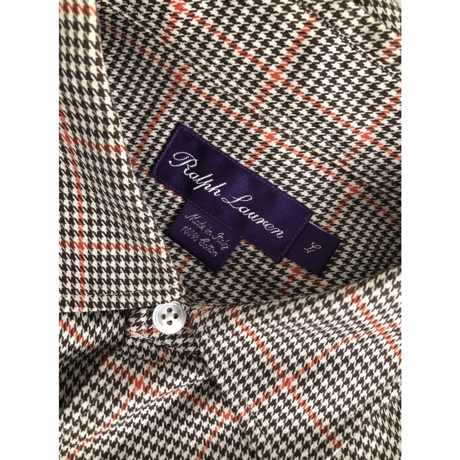 Ralph Lauren RALPH LAUREN / ITALY PURPLE LABEL - Houndstooth Mens Lg Shirt EXCELLENT Size US L / EU 52-54 / 3 - 5 Thumbnail