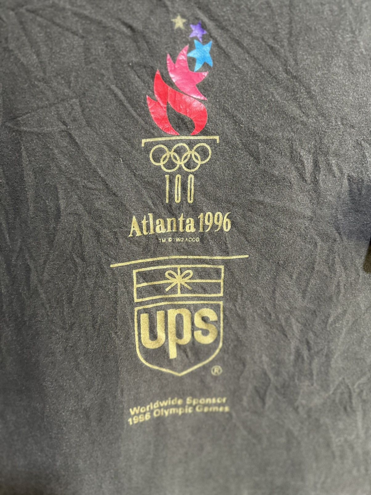 Hanes Thrashed Vintage 90s Atlanta Olympic Games Sun Faded Tee Size US XL / EU 56 / 4 - 2 Thumbnail