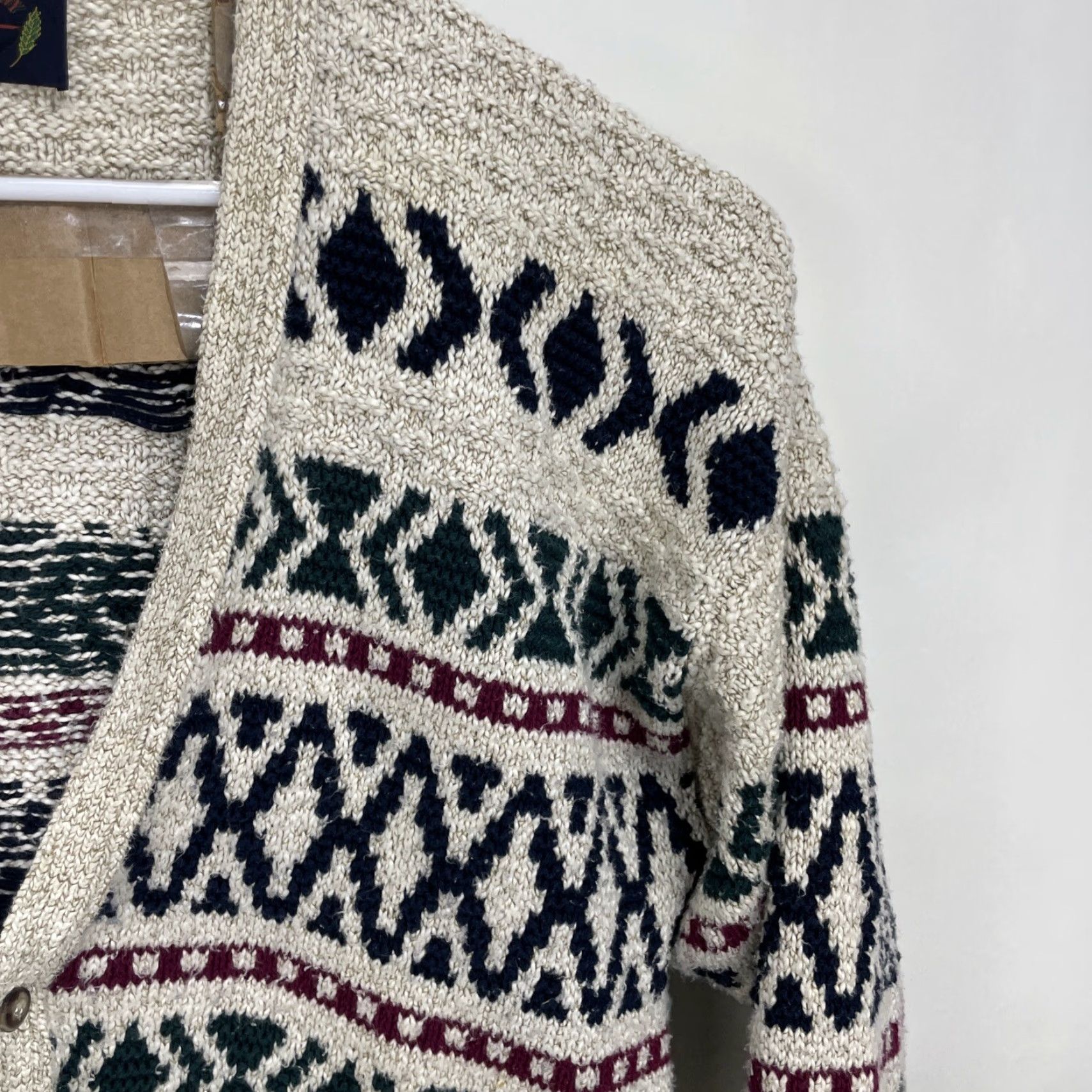 Harmony VINTAGE Lake Harmony Cardigan Sweater Men XL Knit Open Geometric USA 80s-90s Size US XL / EU 56 / 4 - 5 Thumbnail