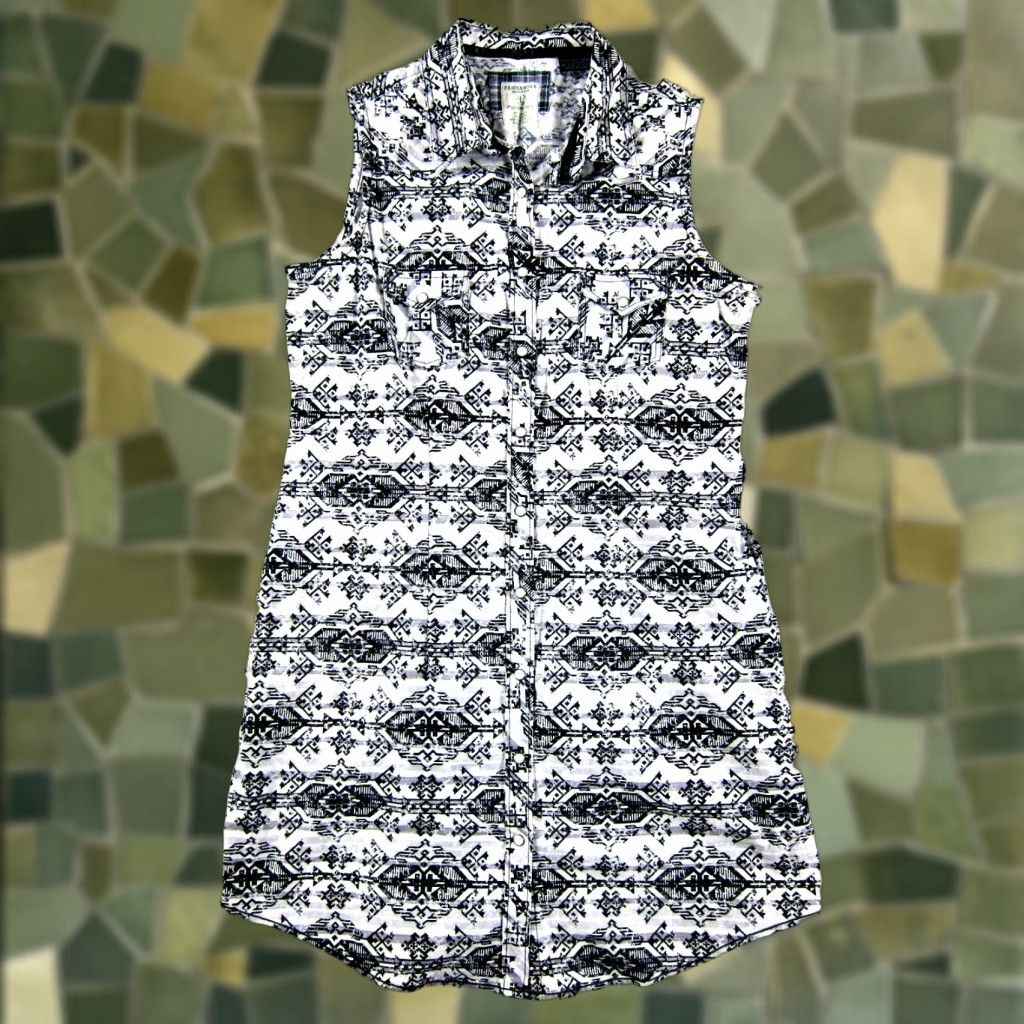 Vintage VINTAGE Panhandle Western Sleeveless Shirt Dress Cotton Black Large Size L / US 10 / IT 46 - 1 Thumbnail