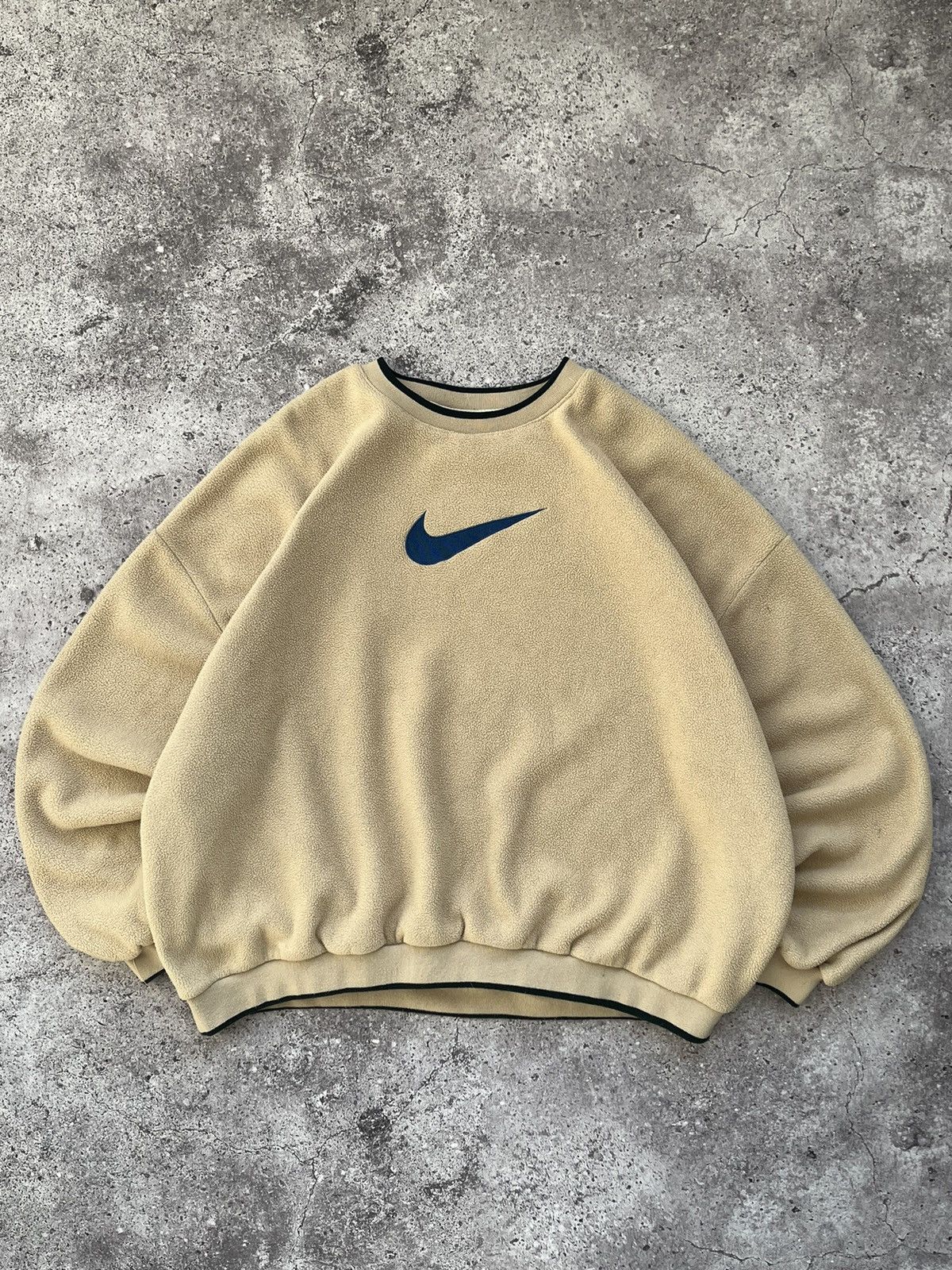 image of Nike Y2K Fleece Sweatshirt Center Swoosh Logo in Cream, Men's (Size Large)