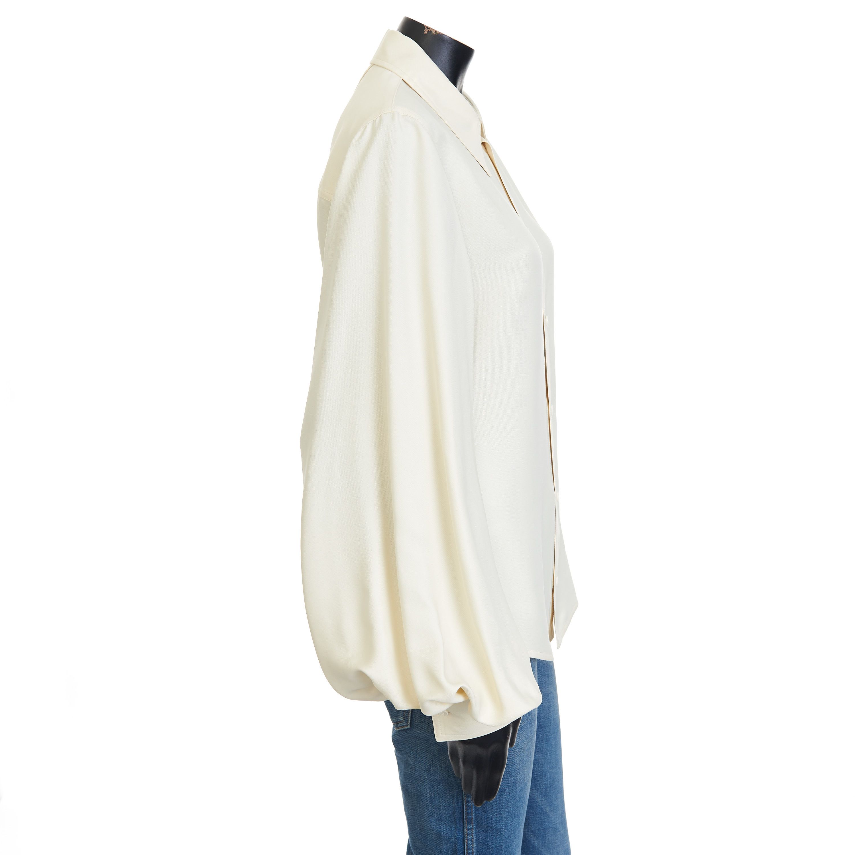 Bottega Veneta Longsleeve Shirt In Seasalt Viscose & Silk Mix Fluid Twill Size S / US 4 / IT 40 - 7 Thumbnail