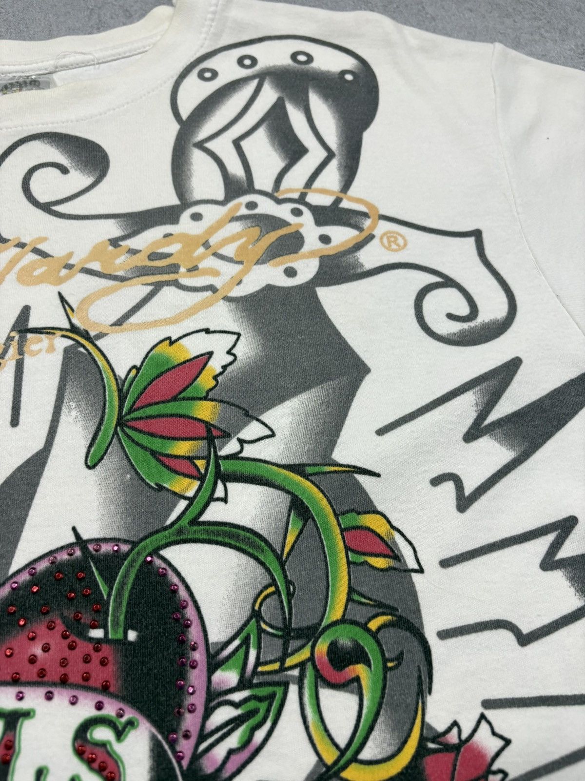 Ed Hardy Ed Hardy Early 2000s “Kills Me Slowly” Rhinestone T-Shirt XL Size US XL / EU 56 / 4 - 8 Thumbnail