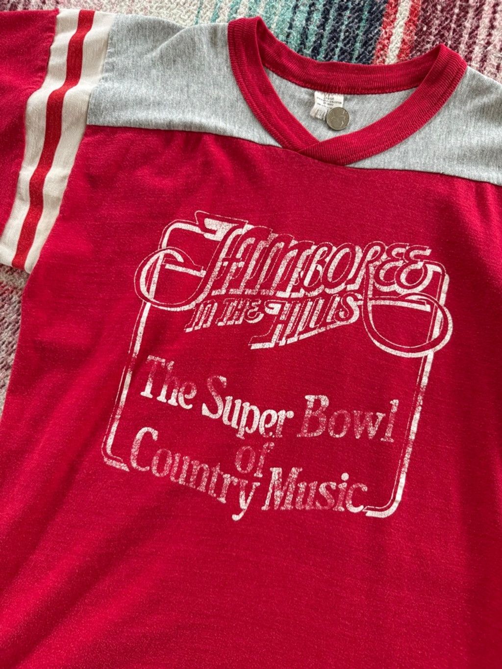 Vintage Vintage Jamboree in the Hills Country Music Red Football Tee Size US M / EU 48-50 / 2 - 2 Thumbnail