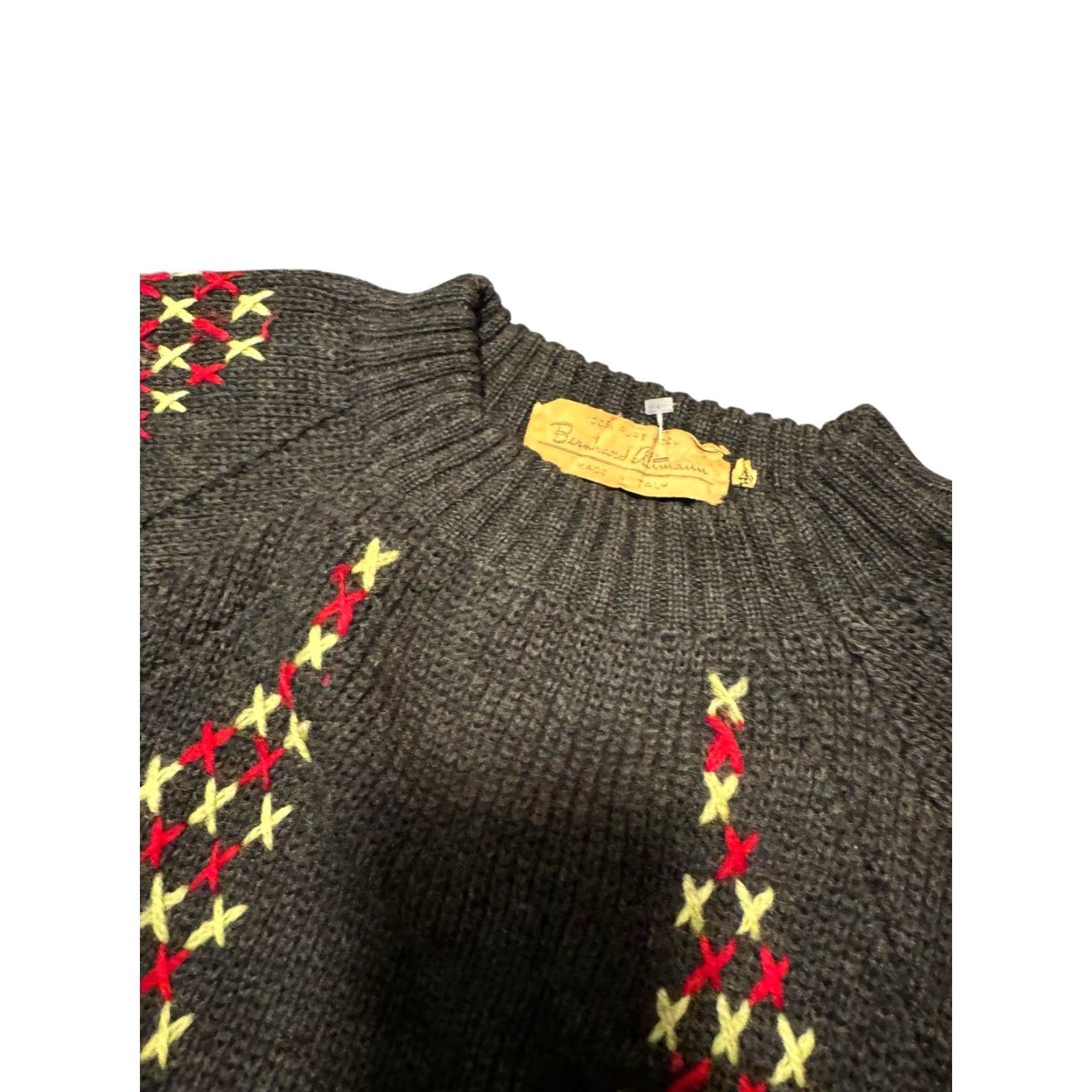 Vintage VINTAGE Bernhard Altmann Wool Sweater ITALY Raglan Cross Stitch Pattern 1950s 60s Green Size 40 Adults Mens Regular 100% Wool Size S / US 4 / IT 40 - 6 Thumbnail
