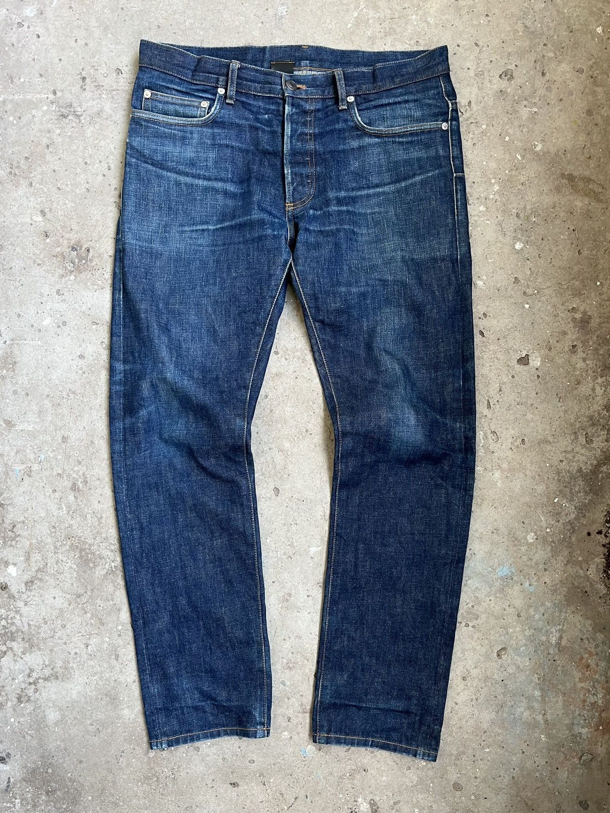image of Dior Homme Slim Fit Japanese Denim Pants in Blue, Men's (Size 32)