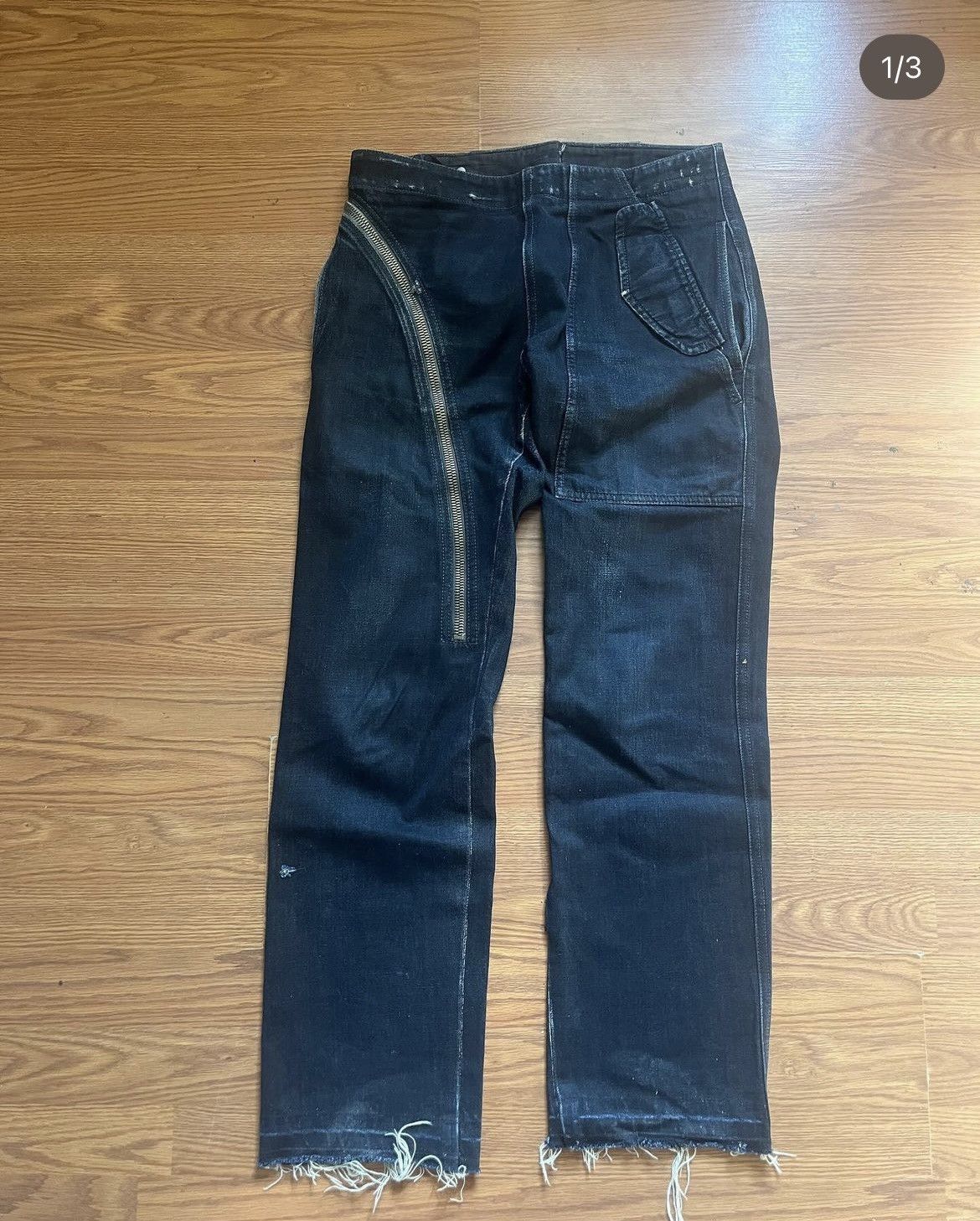 image of Archival Clothing x Avant Garde Rick Owens Strutter Aircuts Ss08 in Mineral Blue, Men's (Size 28)