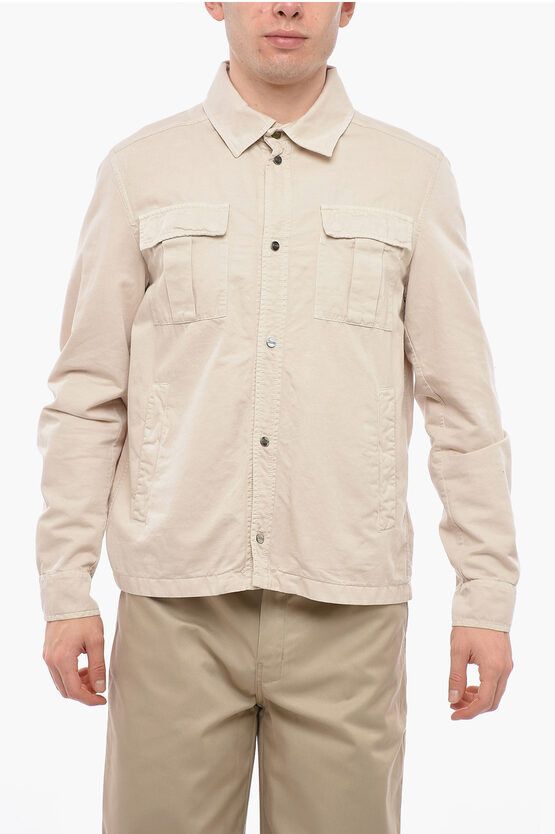 image of Herno Denim 4-Pocket Overshirt in White, Men's (Size Small)