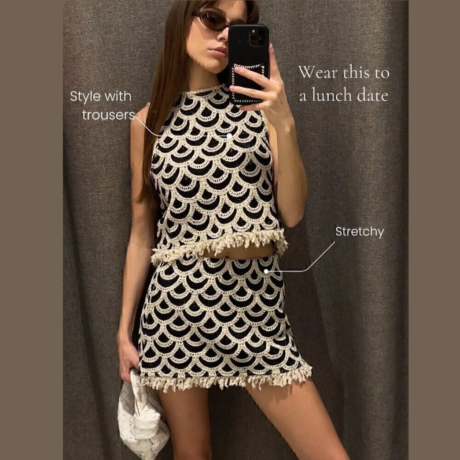 Mango Mango Crochet Co-Ord Set Resort Mini Skirt NWT Size M / US 6-8 / IT 42-44 - 14 Thumbnail