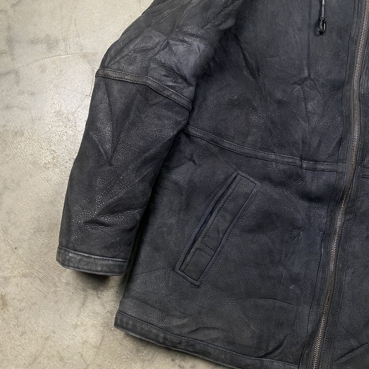 If Six Was Nine × Japanese Brand Vintage 90s Enaga Leather Fur Hooded Jacket Size US M / EU 48-50 / 2 - 3 Thumbnail