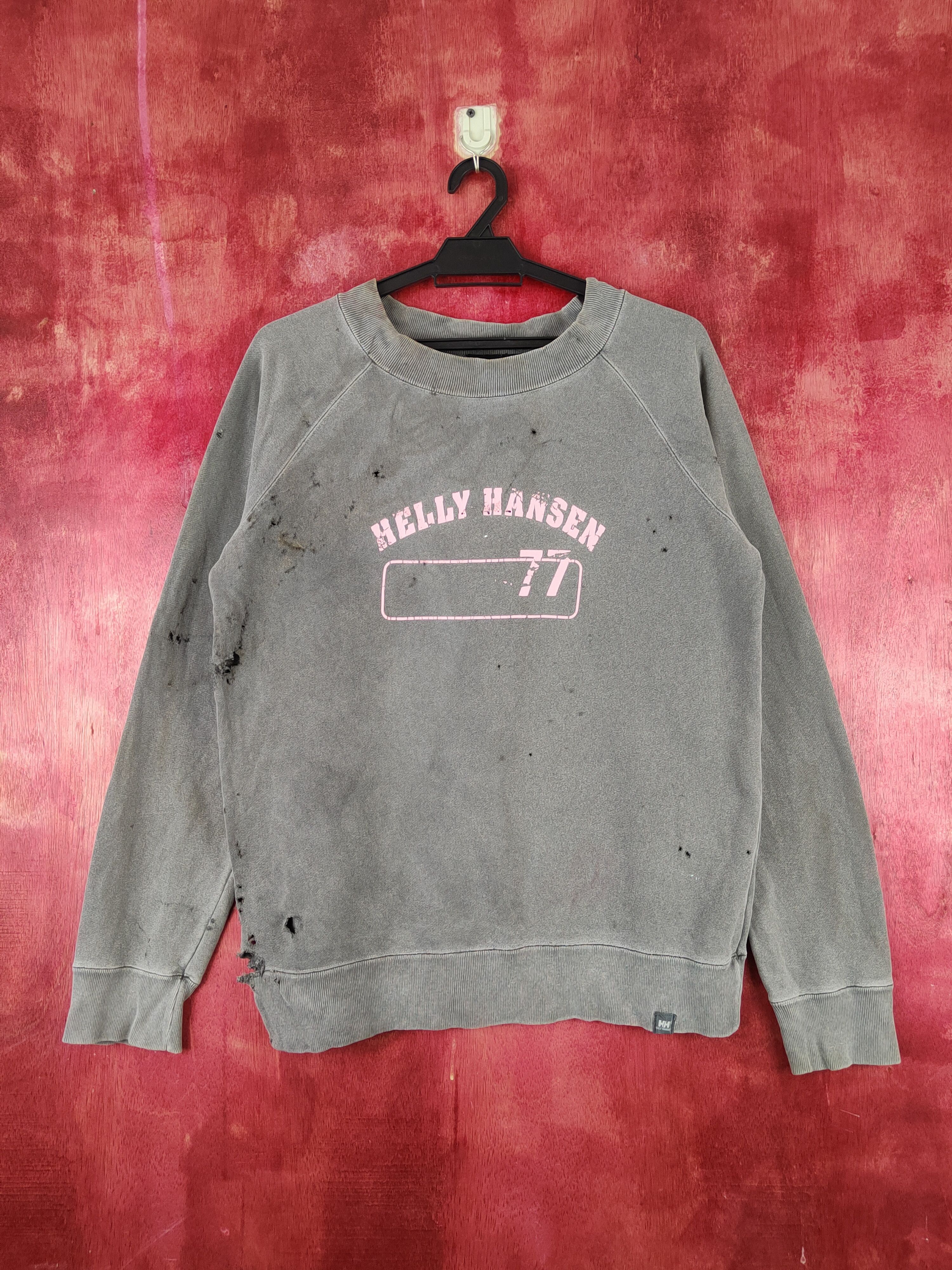 Helly Hansen Helly Hansen Dark Gray Faded ripped Sweatshirts #S1862 Size L / US 10 / IT 46 - 1 Thumbnail