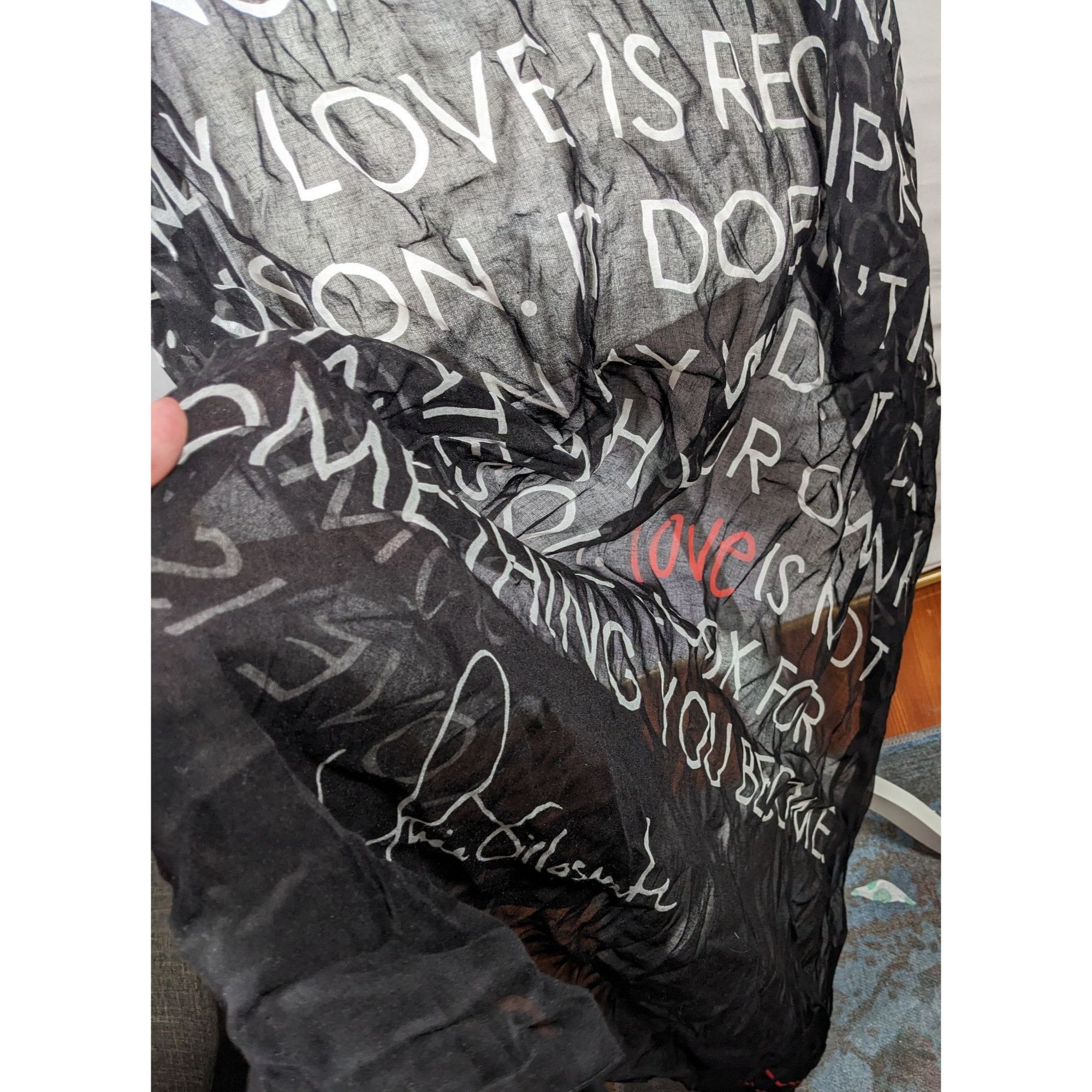 Other Alina Villasante I Am Love Black Semi Sheer Scarf/Shawl/Wrap Size ONE SIZE - 6 Thumbnail