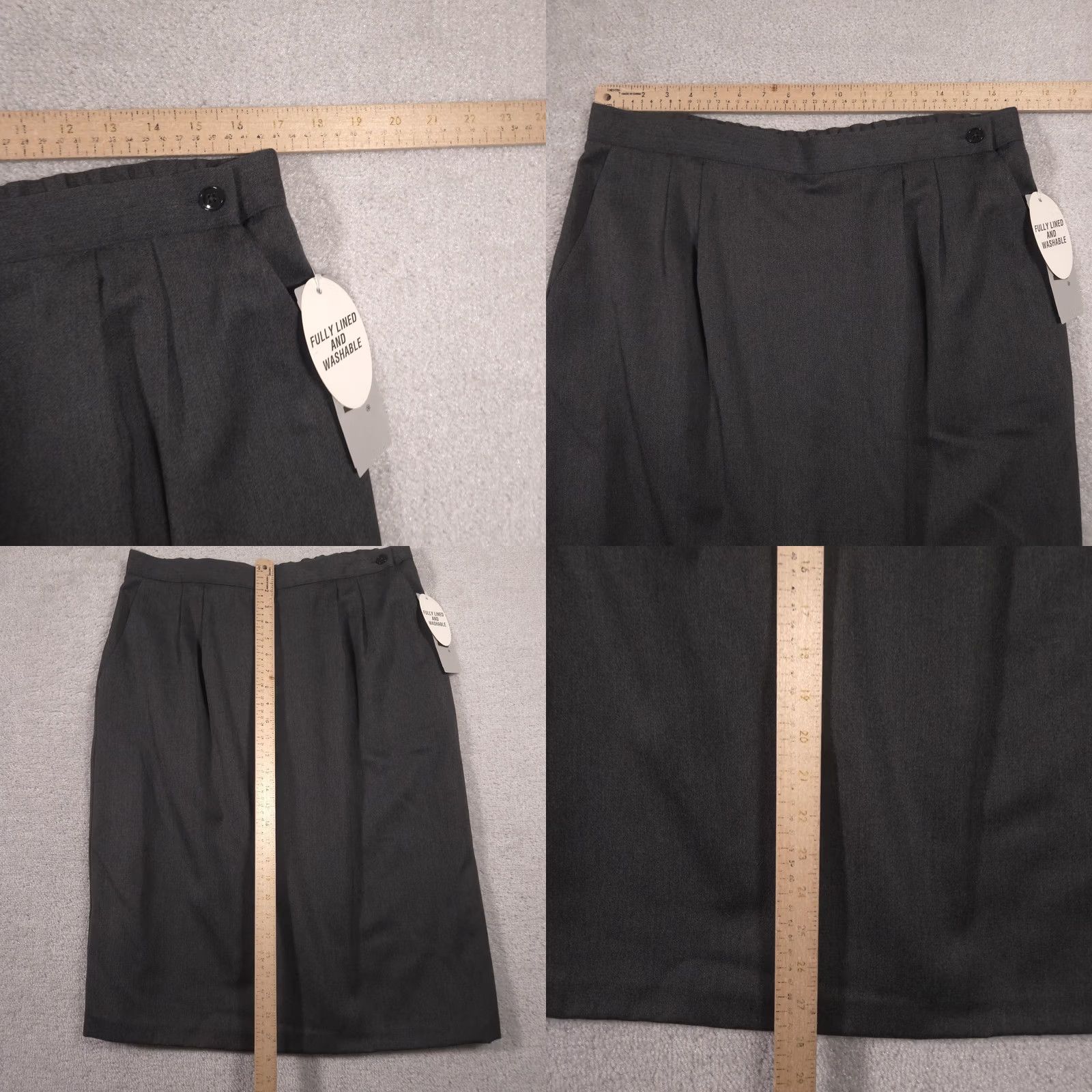 Vintage Lucia Skirt Womens 18 Gray Pencil Fully Lined Pull On Elastic Waist Pockets Work Mens? Size 40" / US 18 - 8 Thumbnail