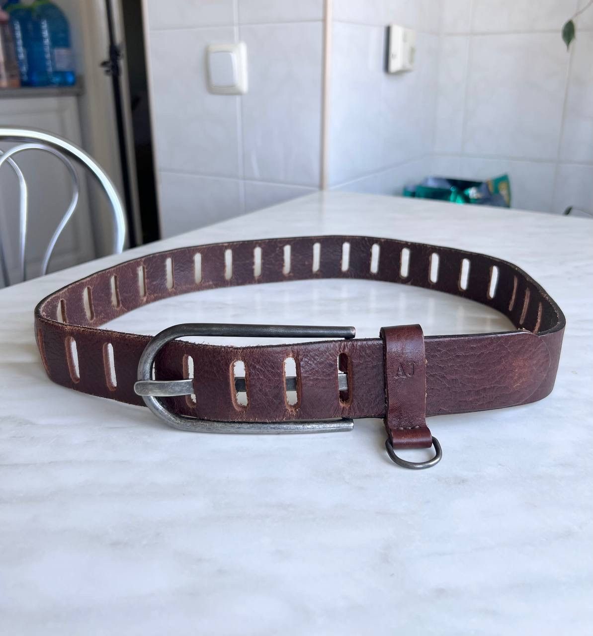 Armani Jeans Belt Leather Vintage y2k avantgarde steel