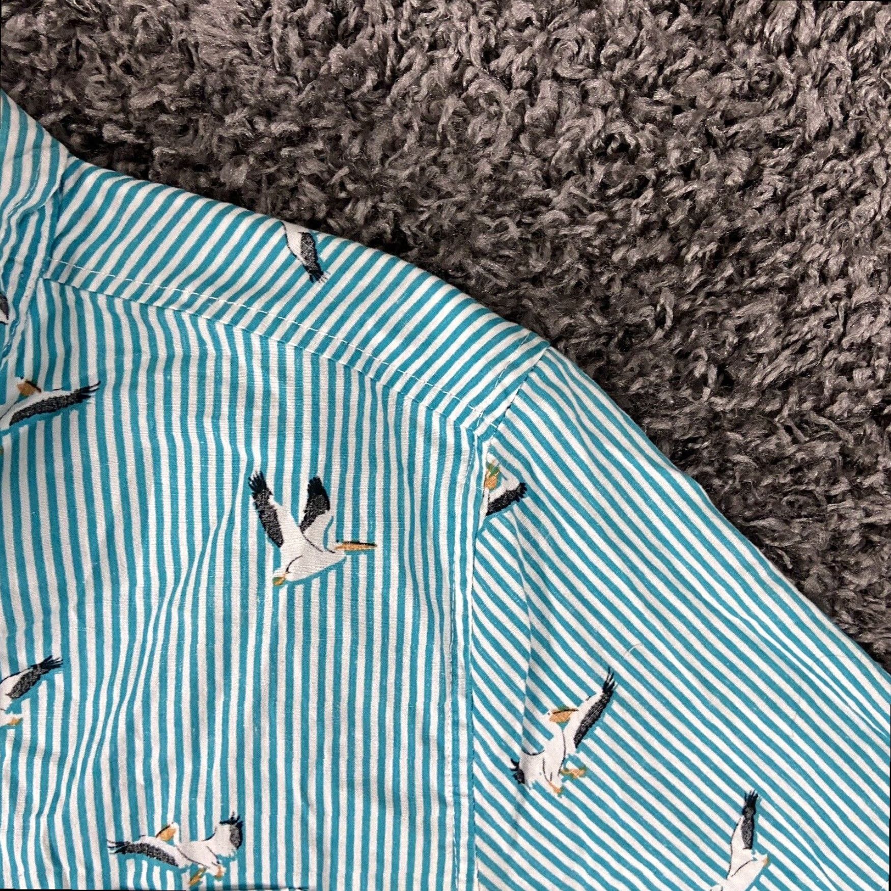 CO Brooklyn Cloth Men's Blue Striped Seagull Birds Short Sleeve Button Up Shirt Small Size US 29 - 4 Thumbnail
