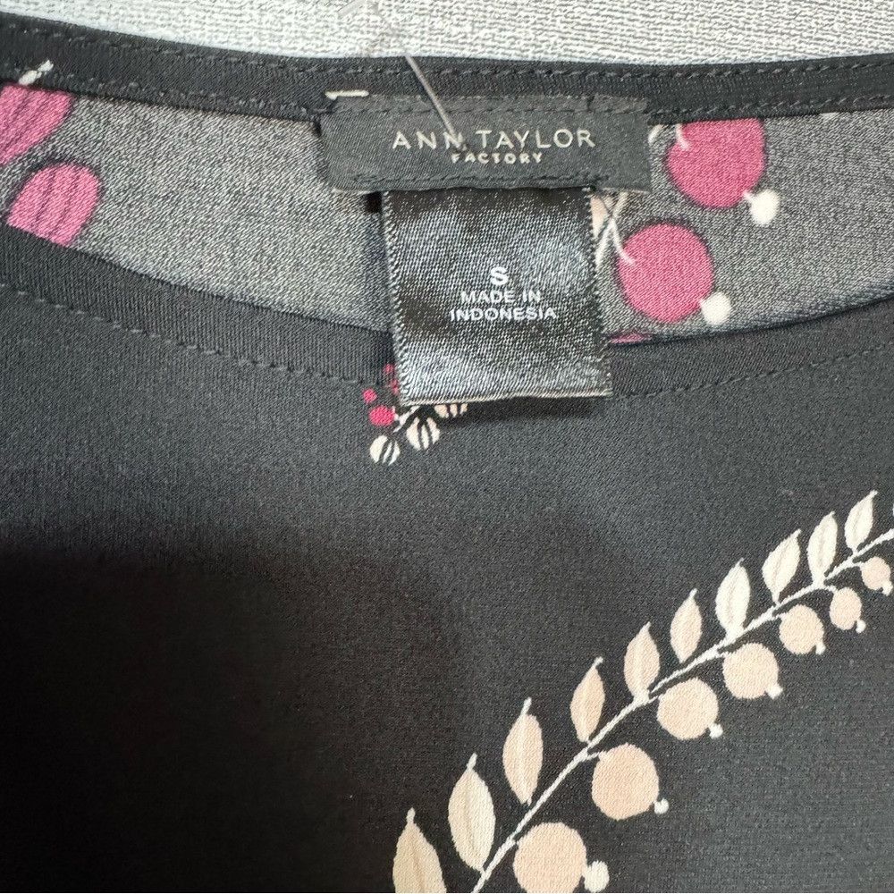 Ann Taylor Ann Taylor Black Floral Print 3/4 Sleeve Side Tie Dress Siz Size S / US 4 / IT 40 - 7 Thumbnail