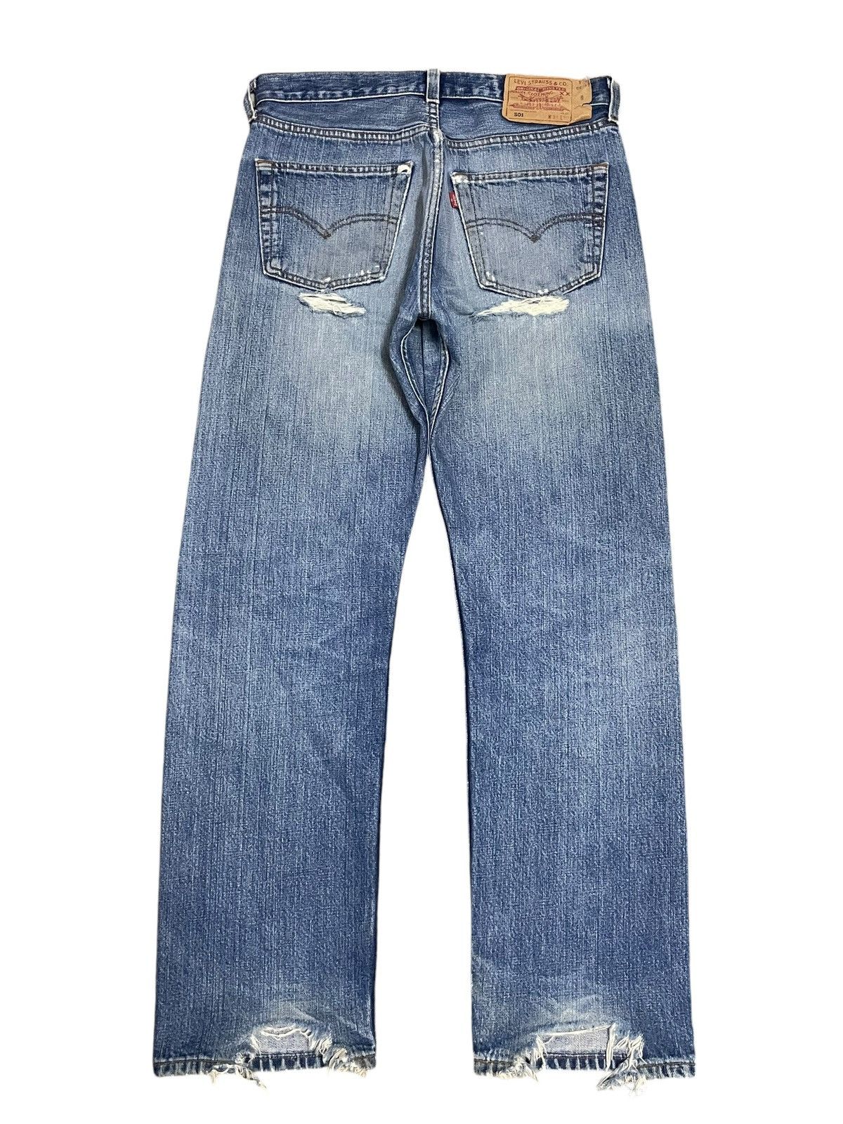 Levi's Vintage Levi’s 501 Button Fly Distressed BlueWash Jeans #C01 Size US 31 - 9 Thumbnail