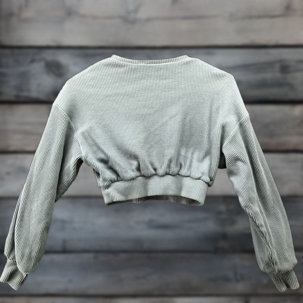Vintage Bo+Tee Cropped Sweatshirt Womens XS Ribbed Crewneck Active Light Blue Teal Size XS / US 0-2 / IT 36-38 - 1 Thumbnail