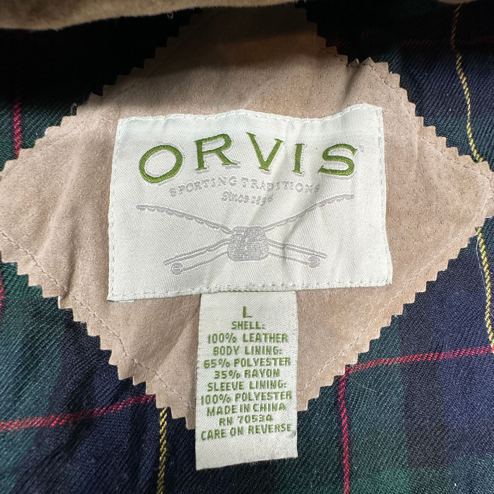 Orvis Orvis Suede Leather Bomber Jacket Mens Large Plaid Lined Size US L / EU 52-54 / 3 - 3 Thumbnail