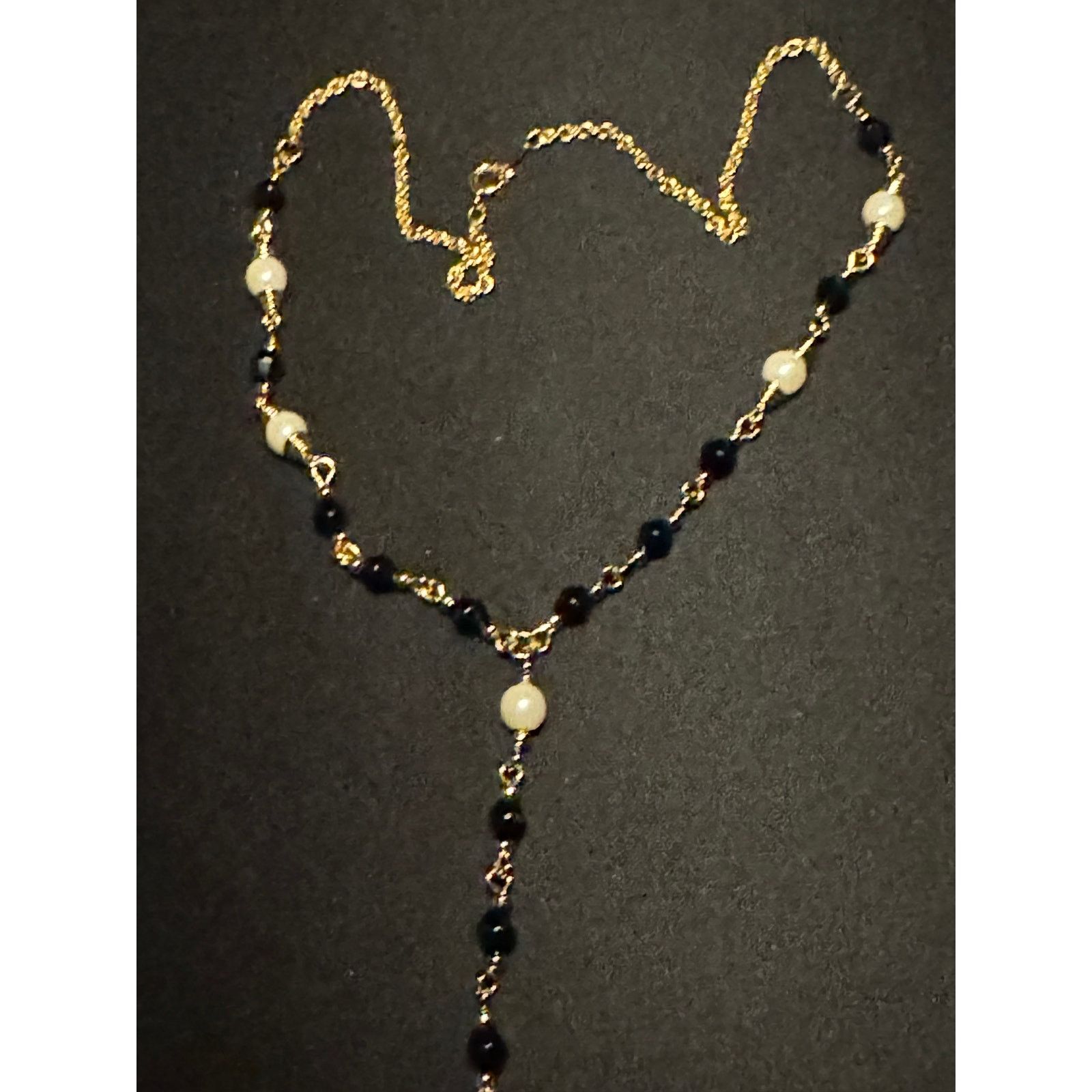 Other Vintage Korea Gold Tone Black Faux Pearl 14in Necklace Size ONE SIZE - 1 Thumbnail