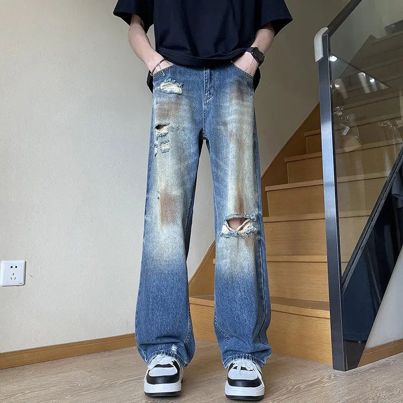 Japanese Brand Retro loose fringed ripped jeans Size US 30 / EU 46 - 6 Thumbnail