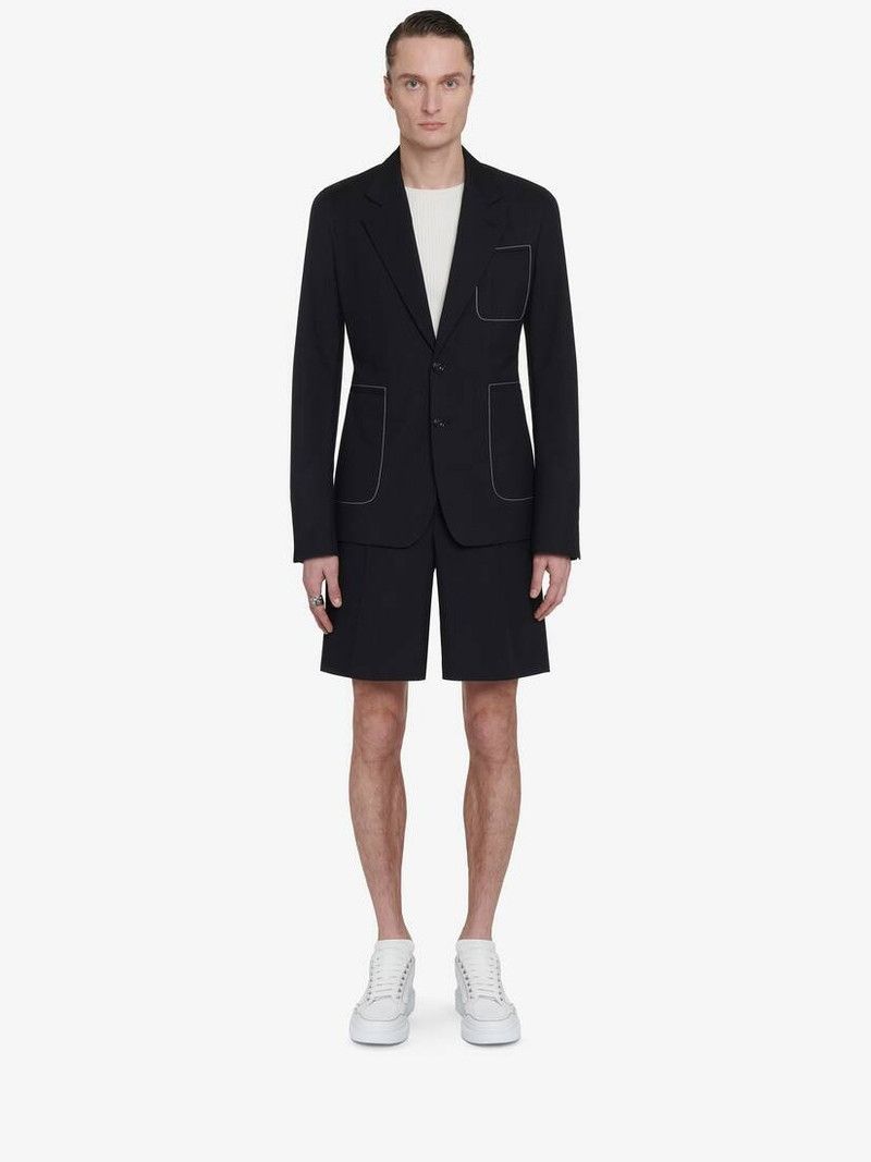 Alexander McQueen o1srvl11e0226 Contrast Stitch Single-Breasted Jacket Black Size US M / EU 48-50 / 2 - 3 Thumbnail