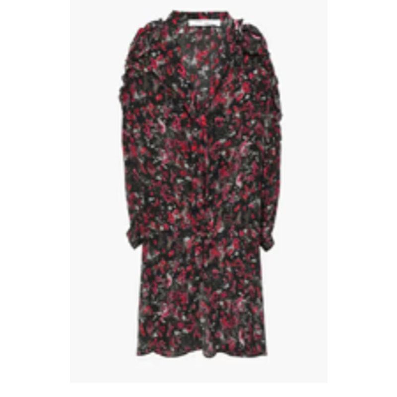 Iro Iro Equip cutout printed silk crepe dress red and black Size S / US 4 / IT 40 - 1 Thumbnail
