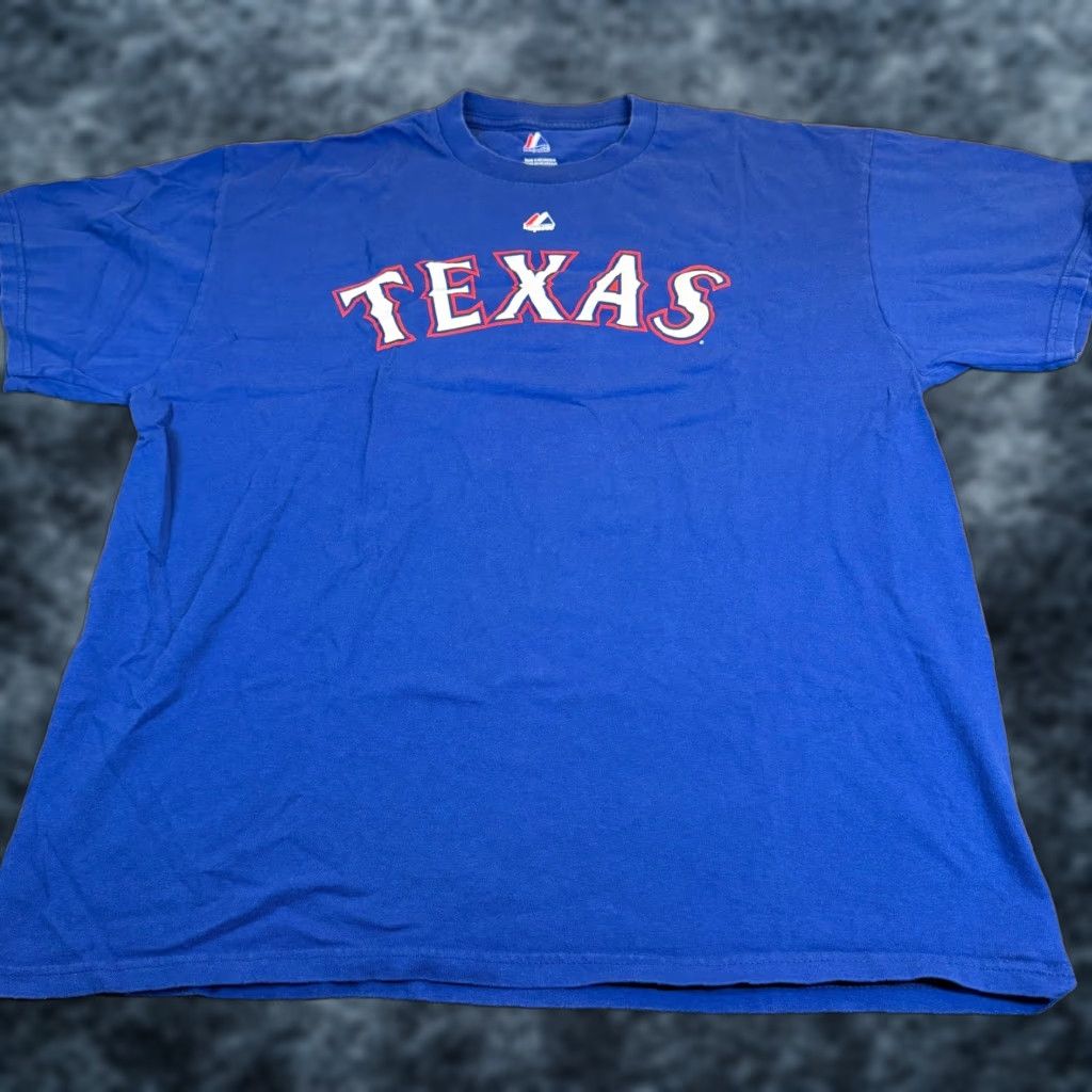 MLB Majestic Texas Rangers Elvis Andrus 1 Blue MLB T-Shirt Mens XL Crew Neck Short Sleeve Graphic Tee All Seasons Sports Mens XL Blue Cotton T-Shirt Size US XL / EU 56 / 4 - 1 Thumbnail