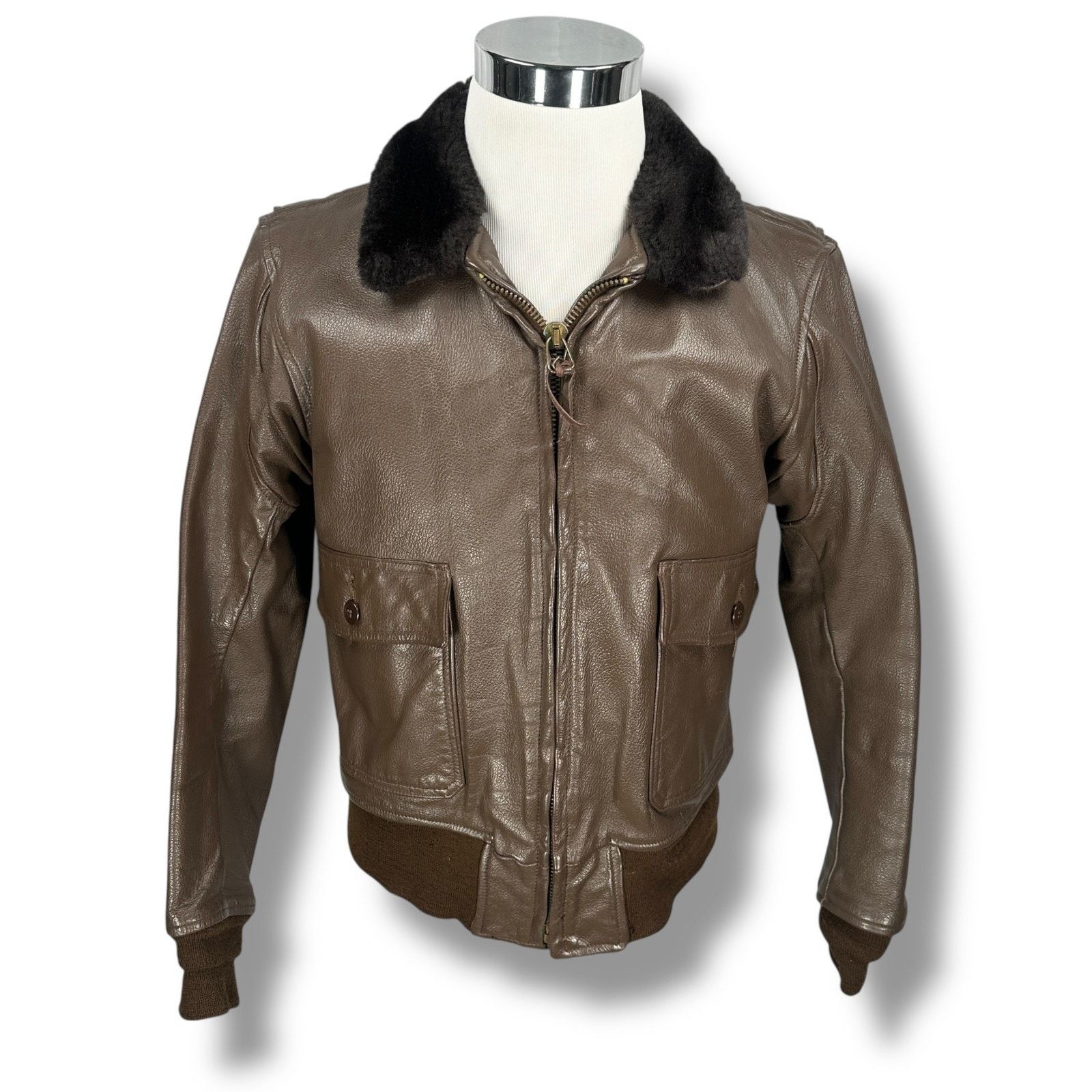 Other Vintage Ralph Edwards US Navy Bomber Jacket Men 40 Brown 70s Size US M / EU 48-50 / 2 - 1 Thumbnail