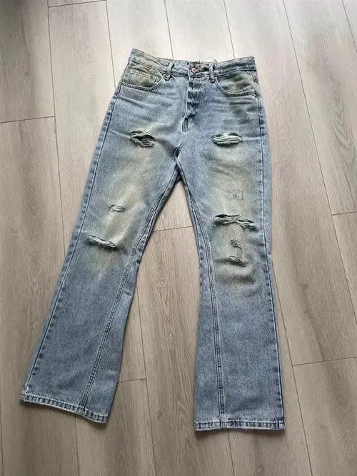 VIBE damaged dirty washed flared ripped jeans Size US 30 / EU 46 - 8 Thumbnail