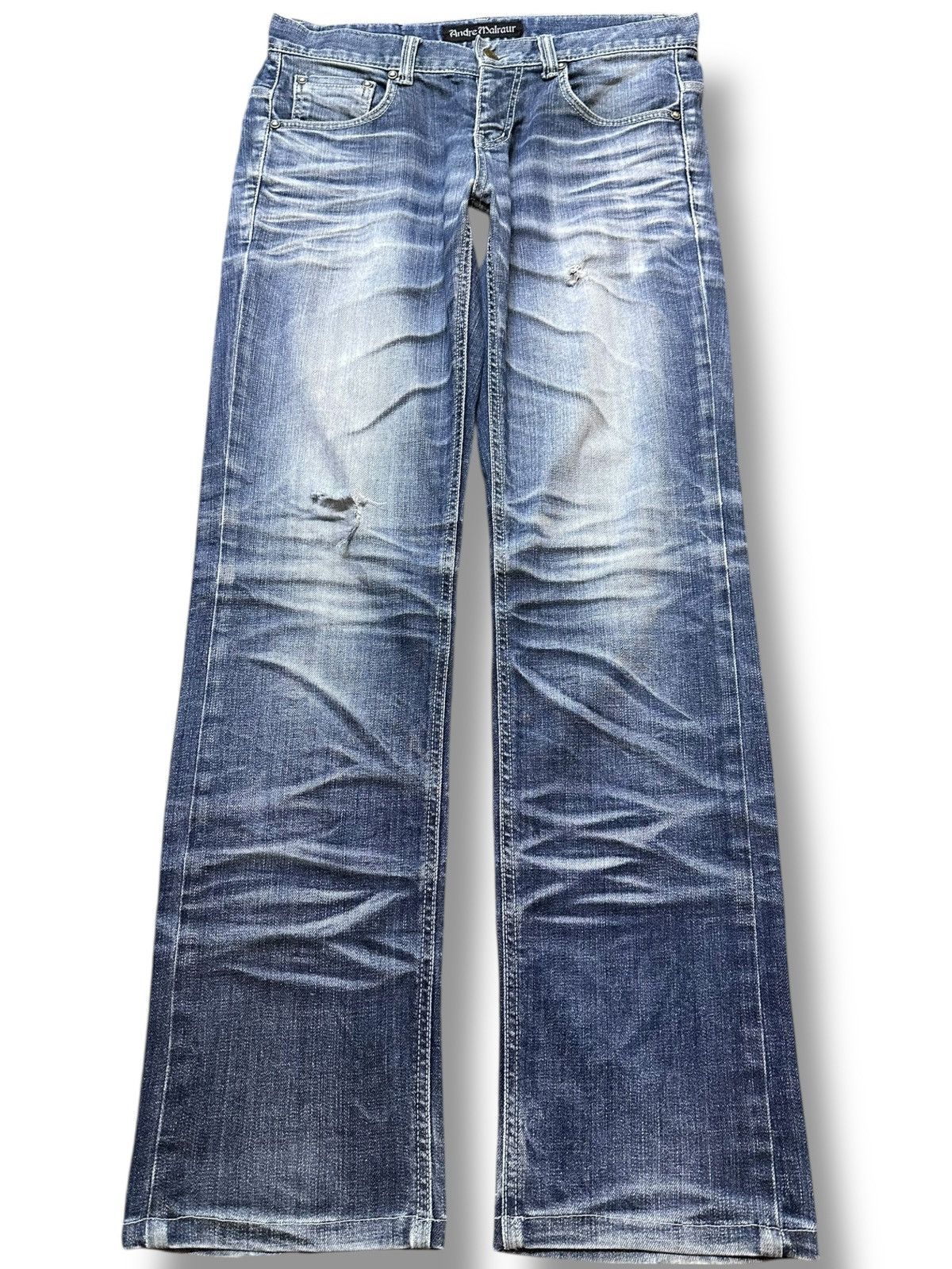 Los Angeles Apparel Vintage Andre Malraur Faded Whiskers Grunge Denim Size US 32 / EU 48 - 1 Thumbnail