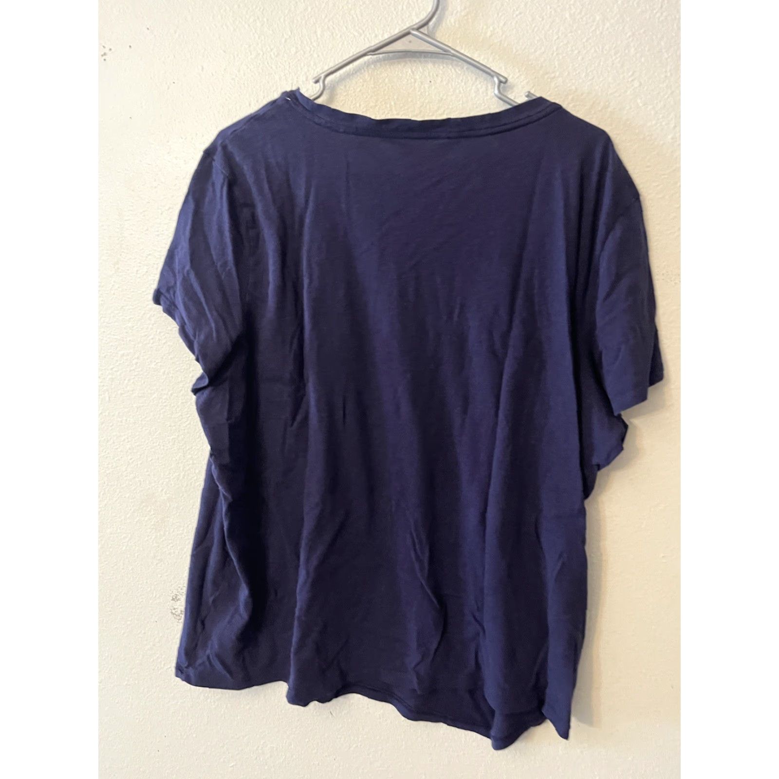Nautica Nautica T-Shirt Women 2X Short Sleeve Round Neckt Pullover 100% Cotton Blue Navy Solid Abstract Size XXL / US 16-18 / IT 52-54 - 3 Thumbnail