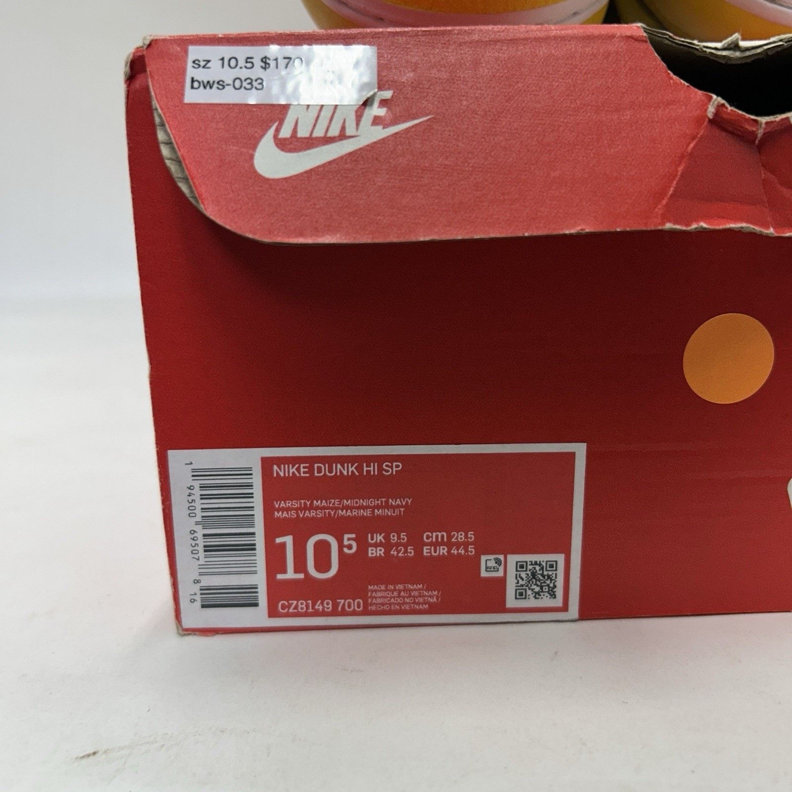 Nike Nike Dunk High SP “Iowa/Varsity Maize Black” CZ8149-002 Size US 10.5 / EU 43-44 - 8 Thumbnail